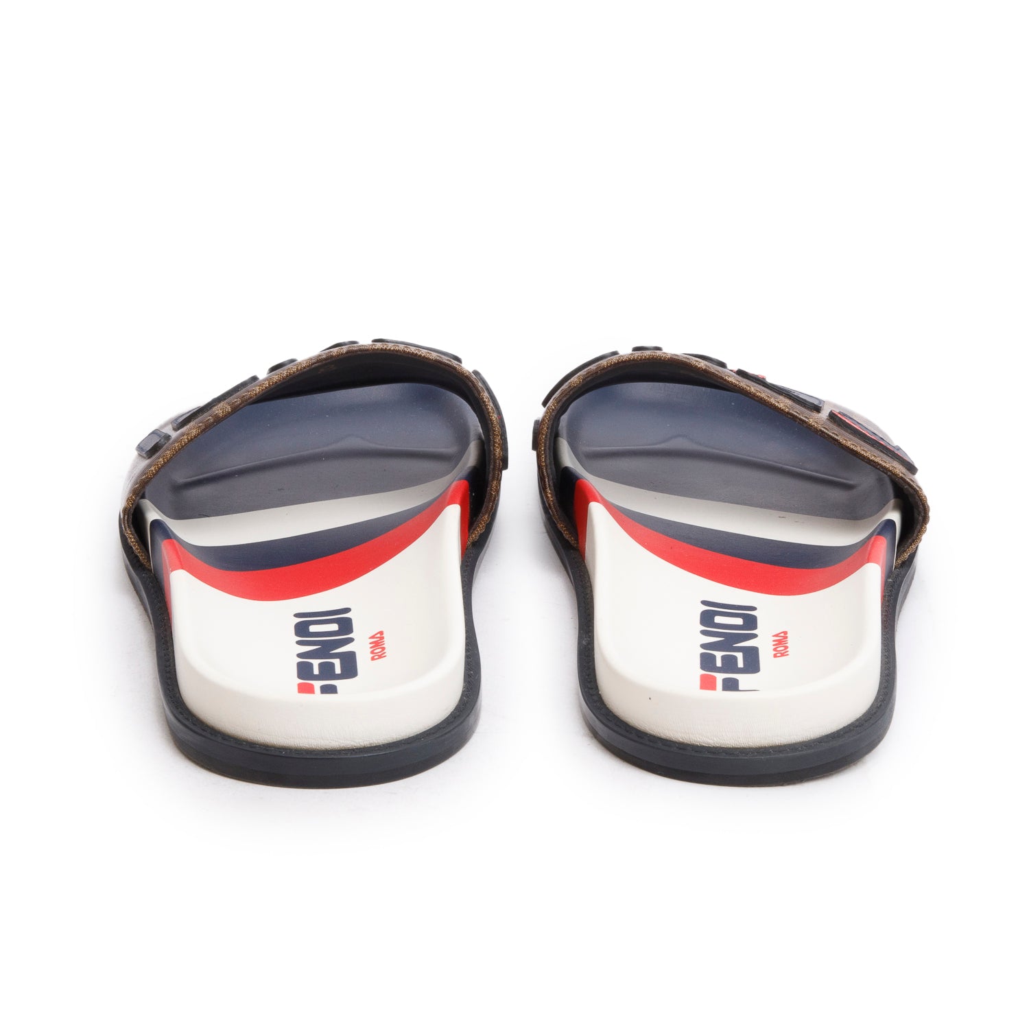 Fendi x Fila Zucca FF Logo Canvas Rubber Slides, Men’s Size 8 w/ Box