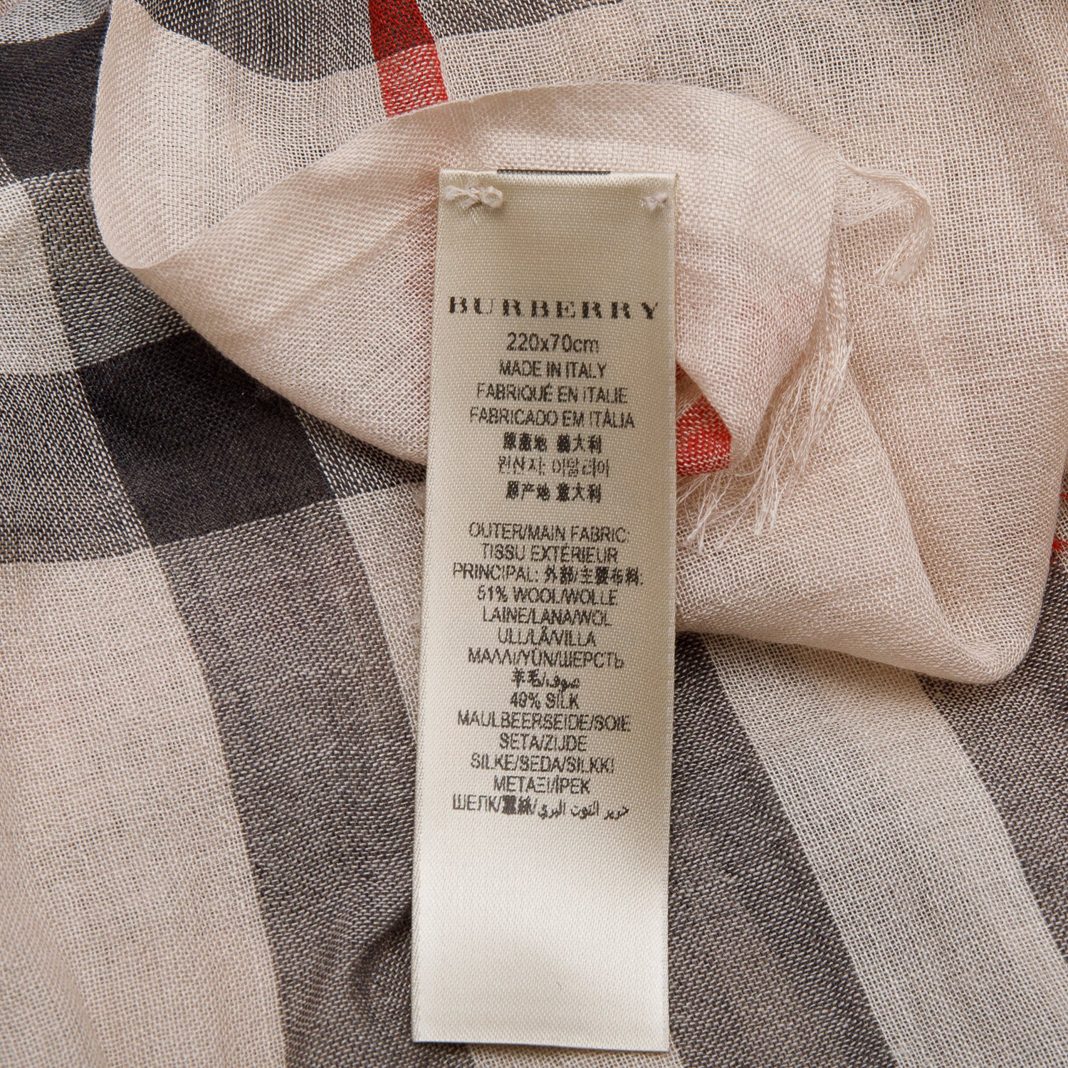 Burberry Creme Multicolor Gauze Giant House Check Silk Wool Scarf w/ Box & Receipt