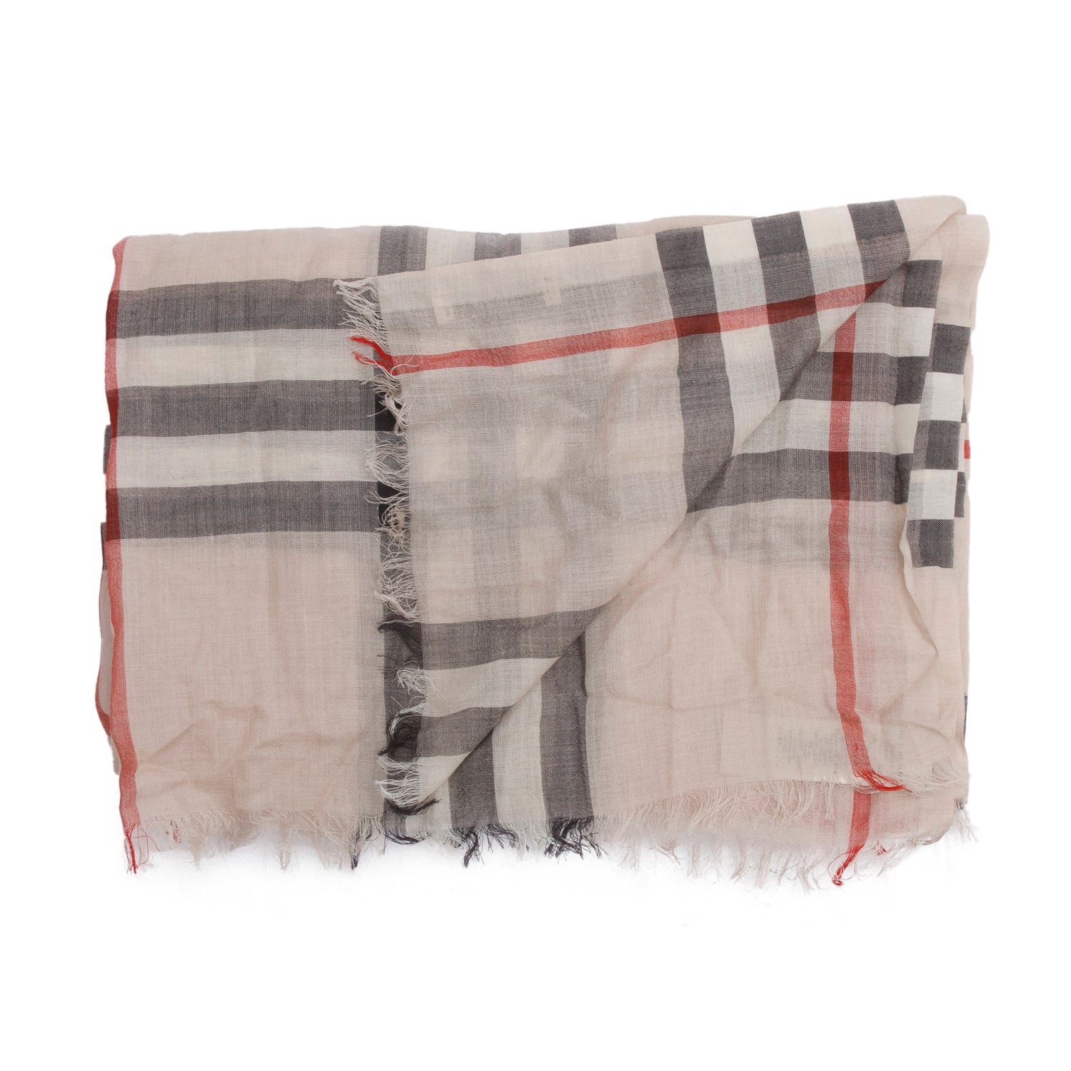 Burberry Creme Multicolor Gauze Giant House Check Silk Wool Scarf w/ Box & Receipt
