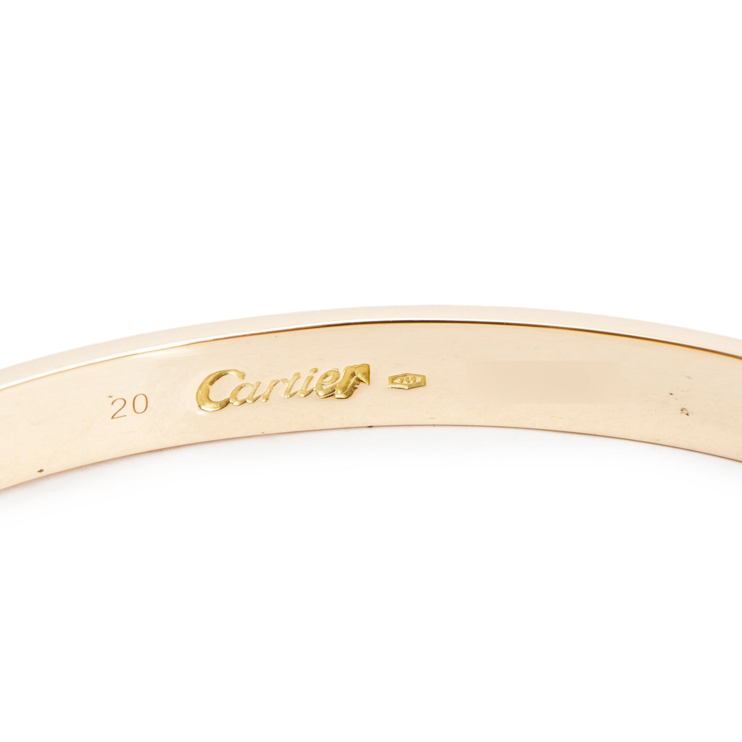 Cartier Vintage 18k Yellow Gold Love Bracelet, Classic Model, Size 20 w/ Service Papers