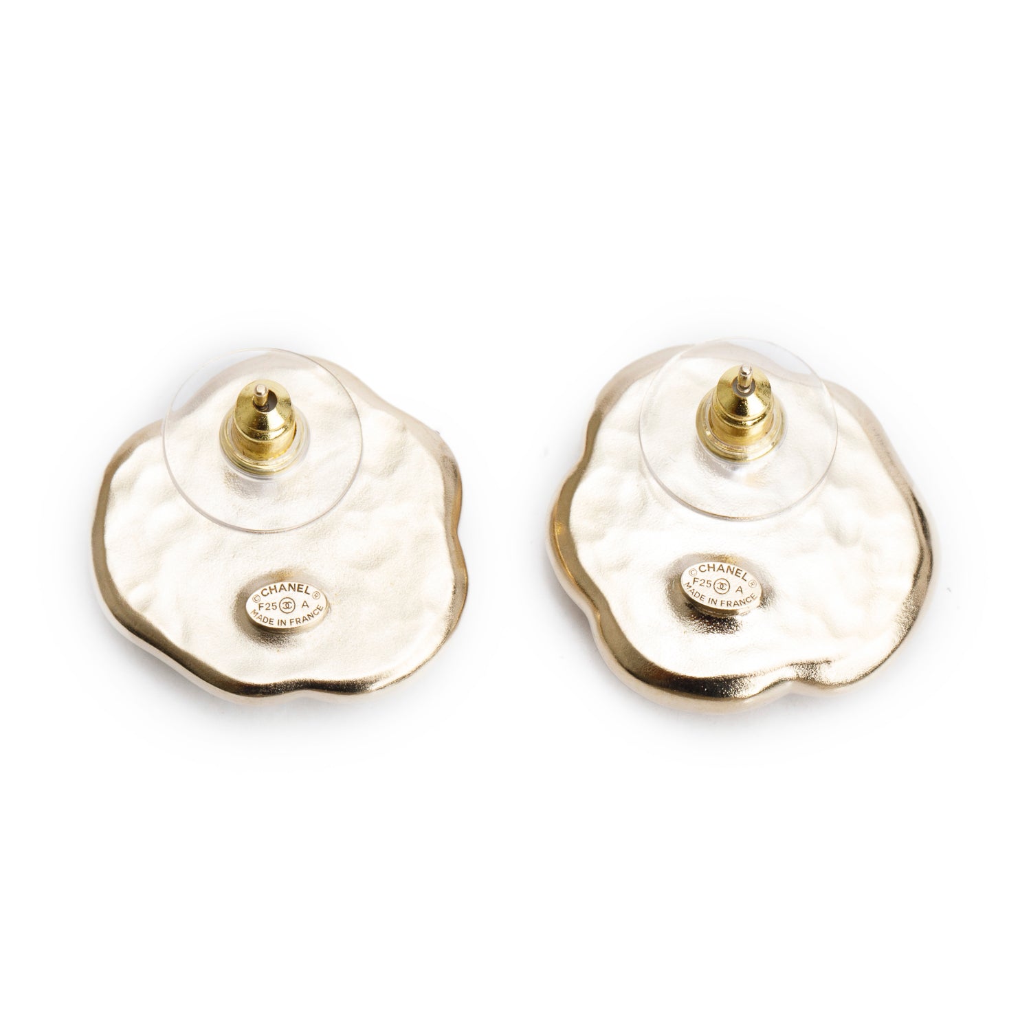 Chanel 2025 Gold-Plated Faux Pearl & Strass CC Stud Earrings w/ Box