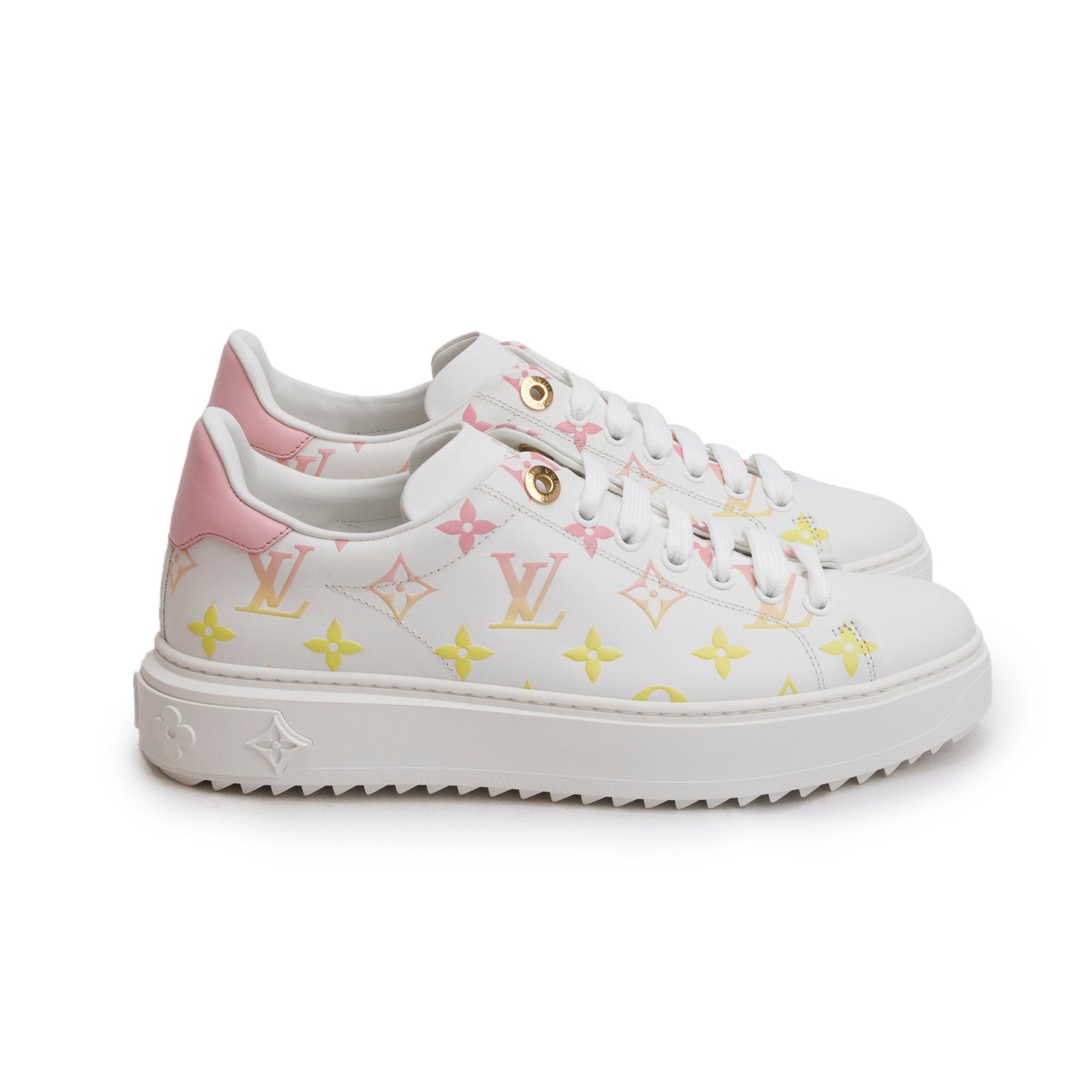 Louis Vuitton 2020 White/Pink Monogram By The Pool Time Out Sneakers, Size 38 w/ Box