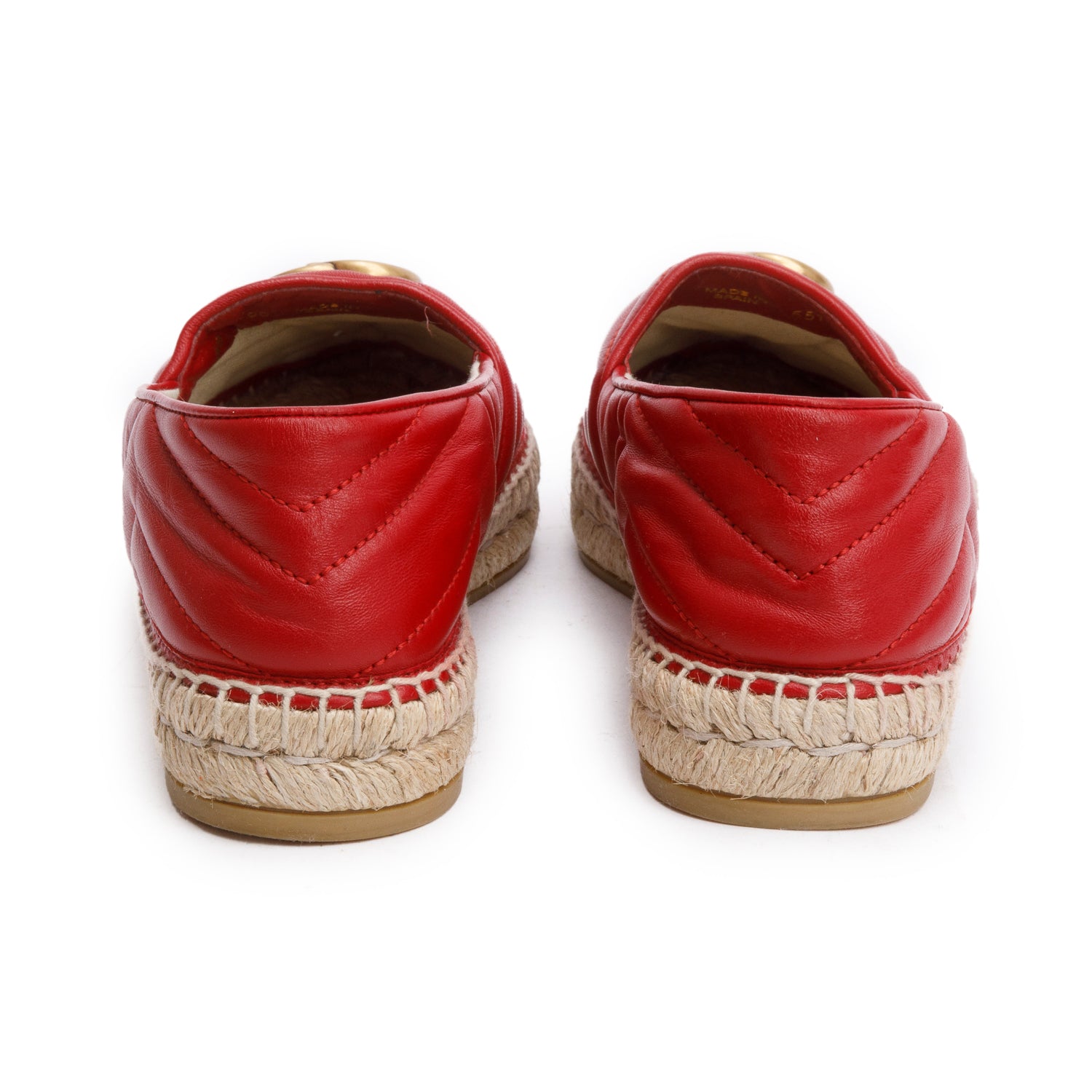 Gucci Red Matelasse Nappa Leather GG Marmont Espadrille, Size 39 w/ Box
