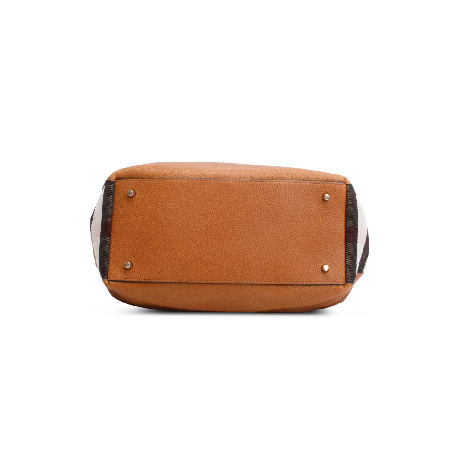 Burberry Brown Grained Leather Canvas Check Medium Maidstone Tote