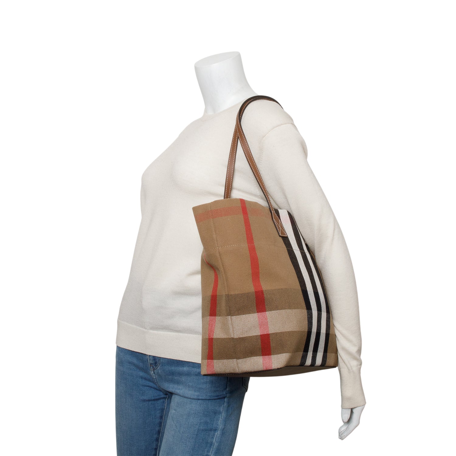 Burberry Brown Giant Check Canvas London Tote w/ Receipt