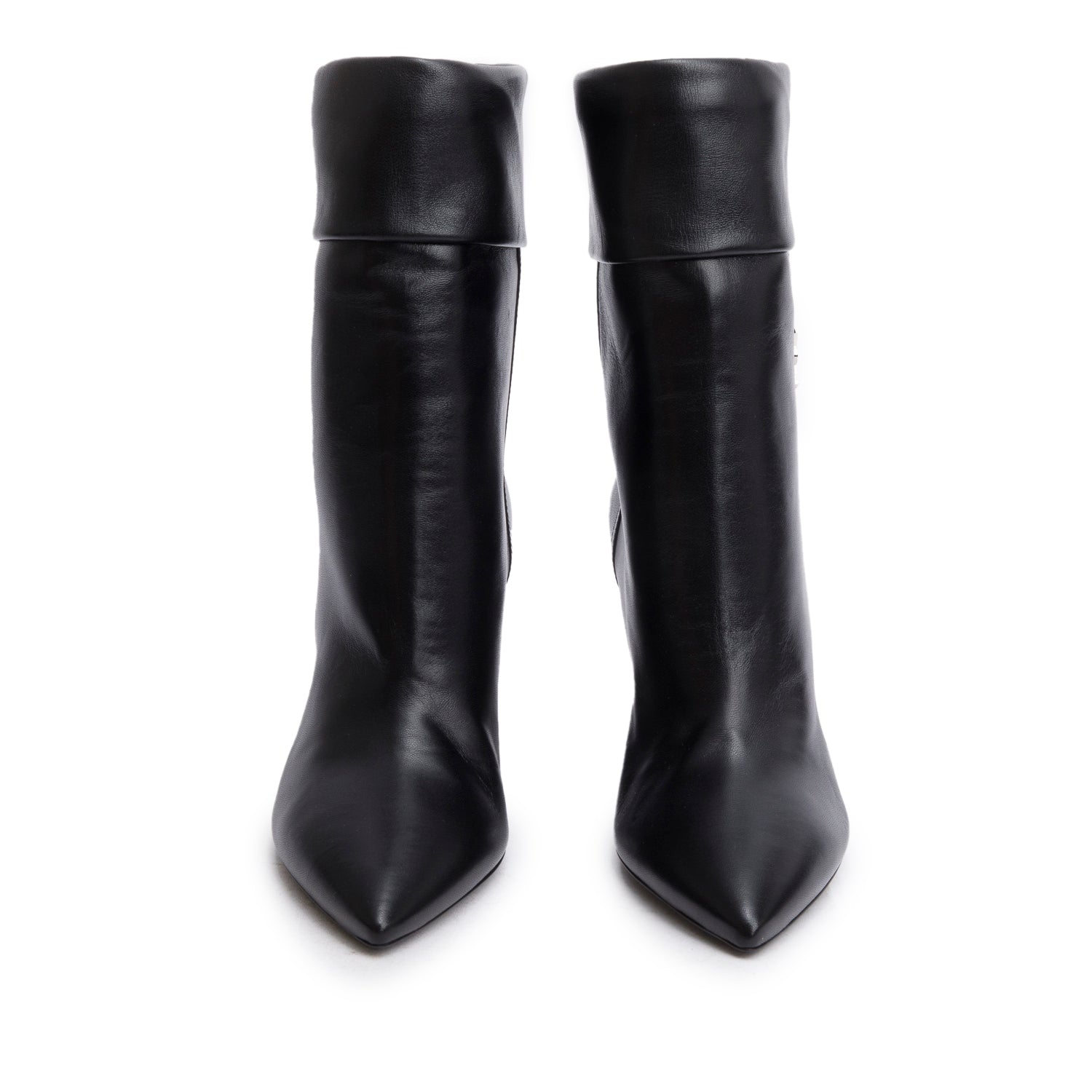 Saint Laurent Black Leather Niki Pointed Toe Ankle Boots, Size 39 w/ Box