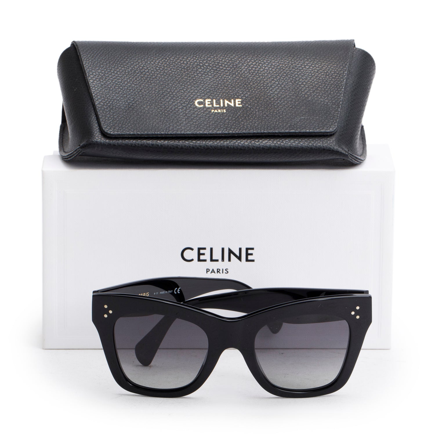 Celine CL4004IN Black Acetate Cat Eye Sunglasses w/ Box & Case