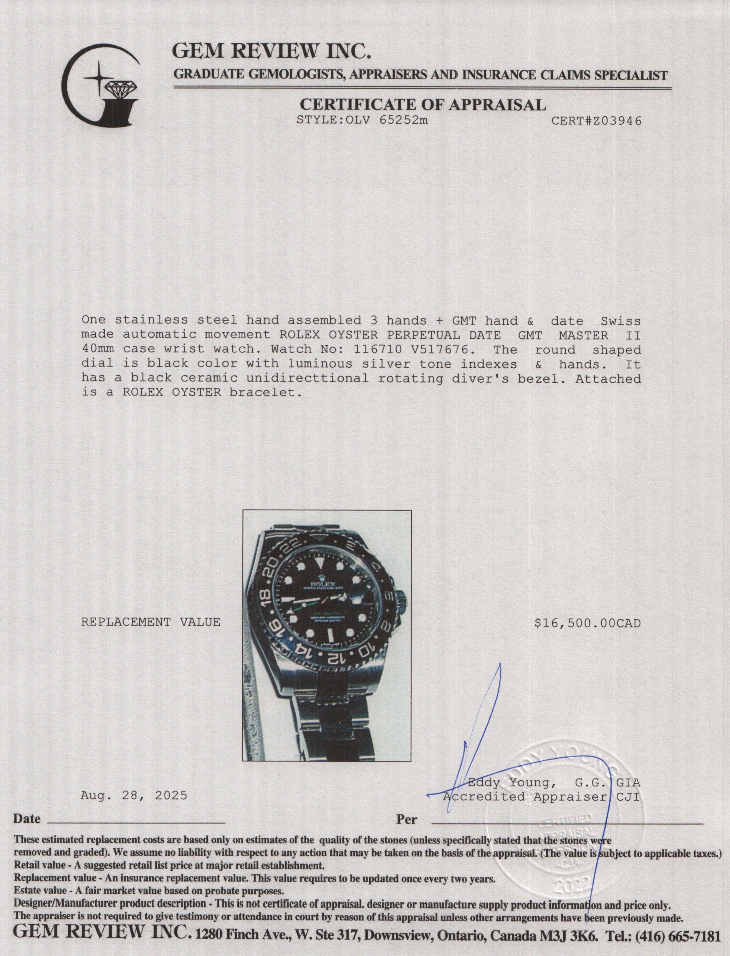 Rolex Stainless Steel GMT-Master II 40 MM Automatic Watch Black Dial 116710 w/ Box