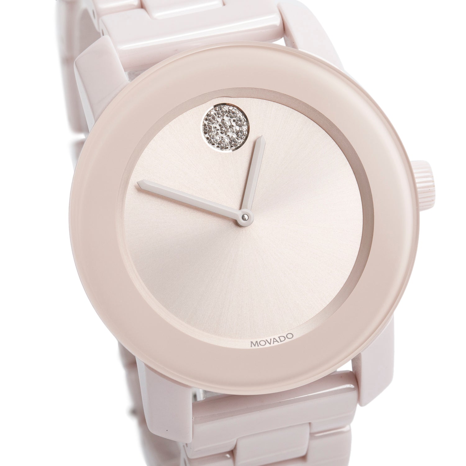 Movado Pink Ceramic & Stainless Steel Bold Evolution 36 MM Quartz Watch w/ Box