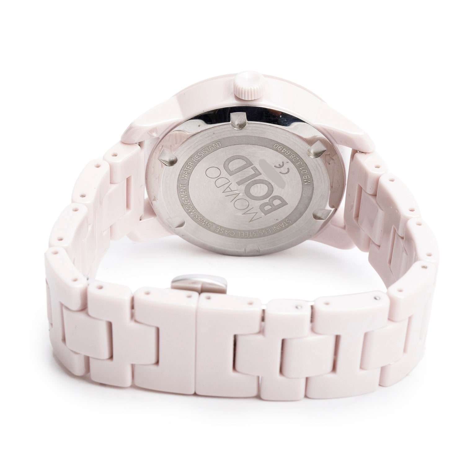 Movado Pink Ceramic & Stainless Steel Bold Evolution 36 MM Quartz Watch w/ Box