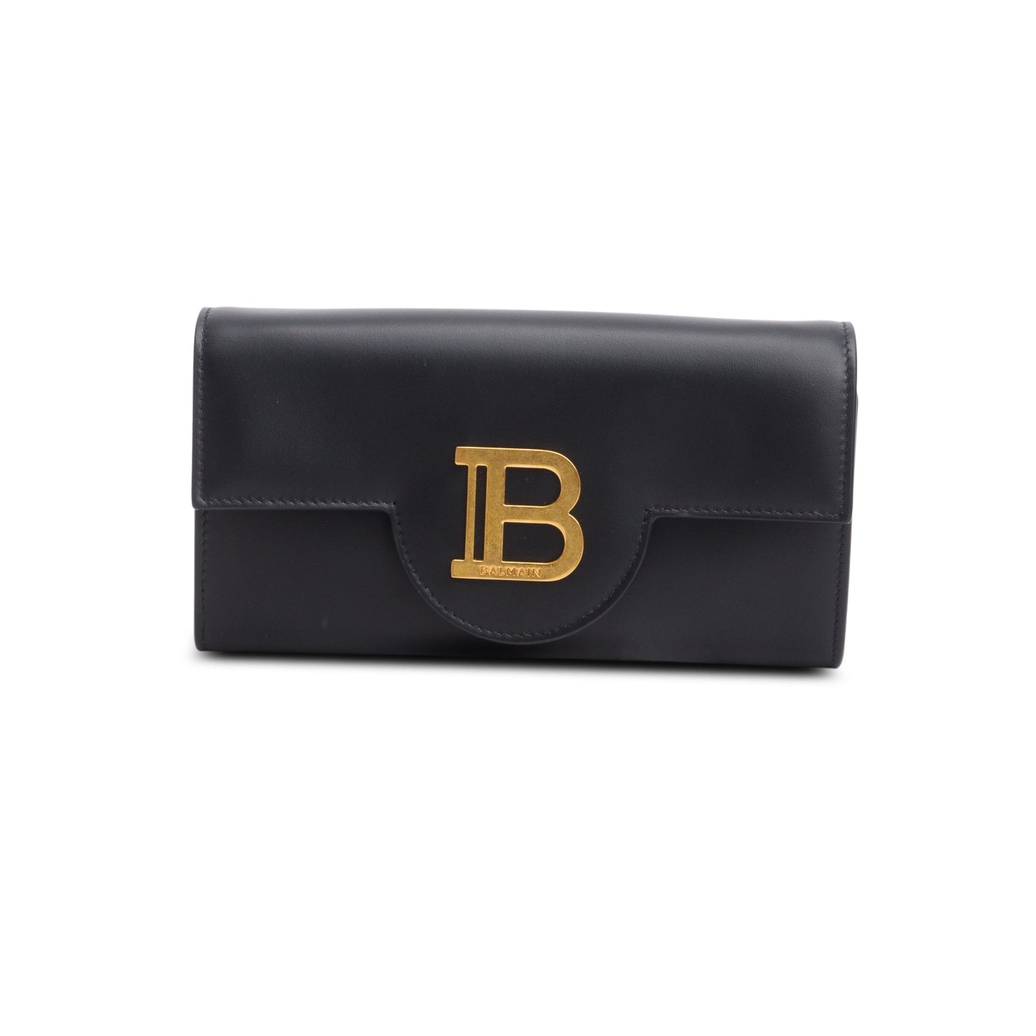 Balmain Black Calfskin Leather B-Buzz Wallet on Chain w/ Box
