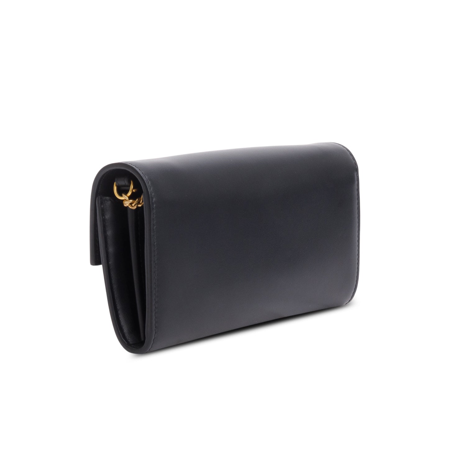 Balmain Black Calfskin Leather B-Buzz Wallet on Chain w/ Box