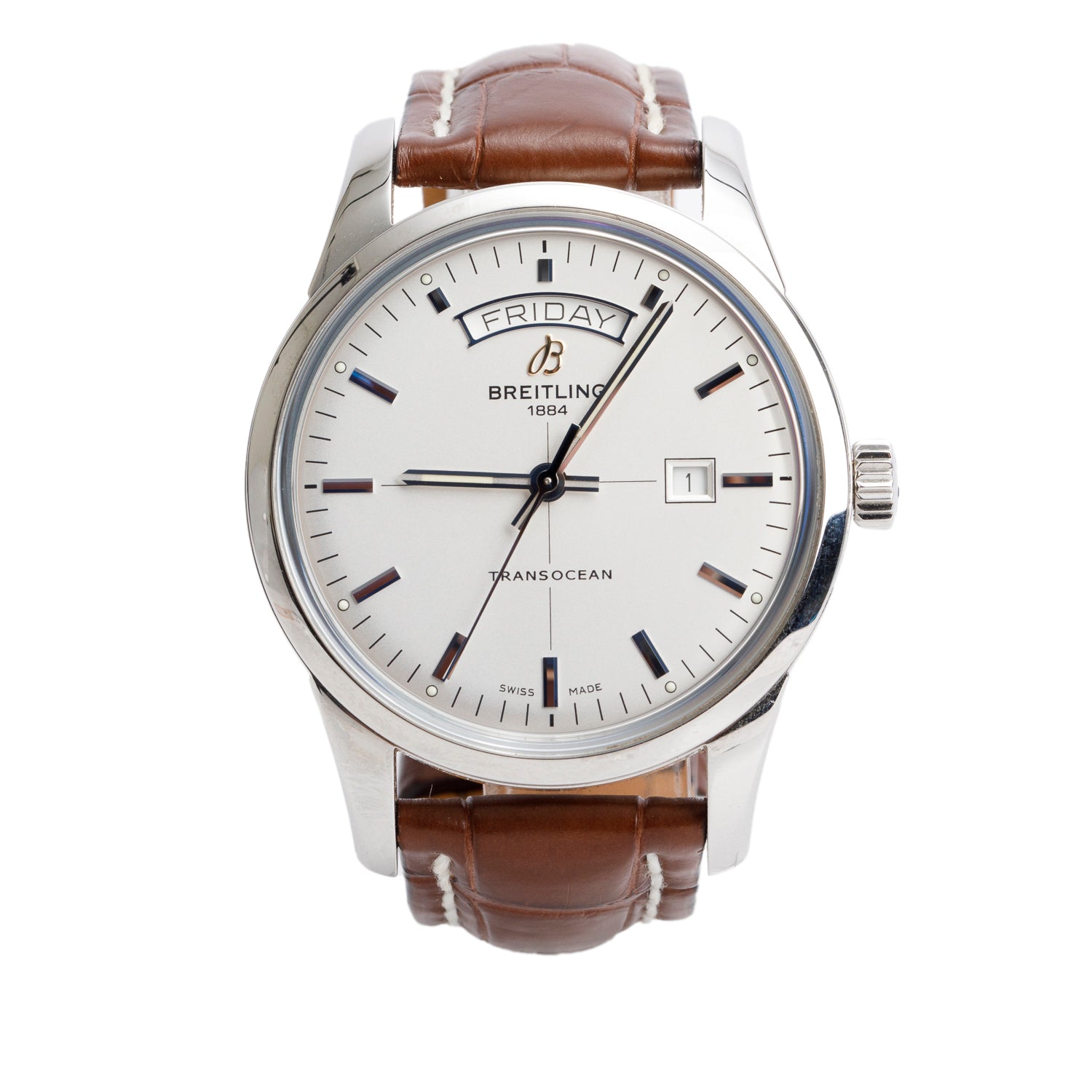 Breitling Stainless Steel Transocean Day & Date 43 MM Automatic Watch A45310 w/ Box & Papers