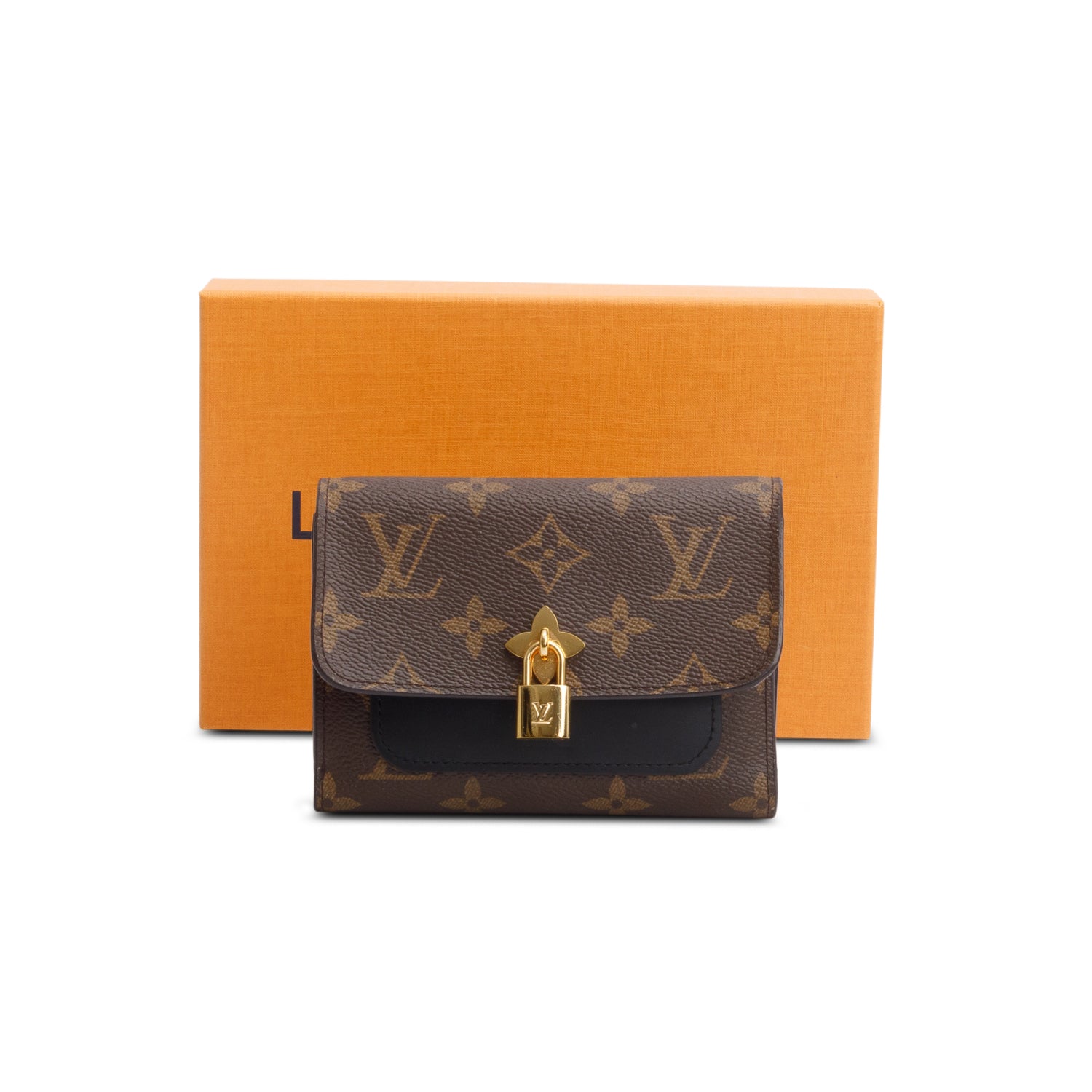 Louis Vuitton Monogram Flower Lock Compact Wallet w/ Box
