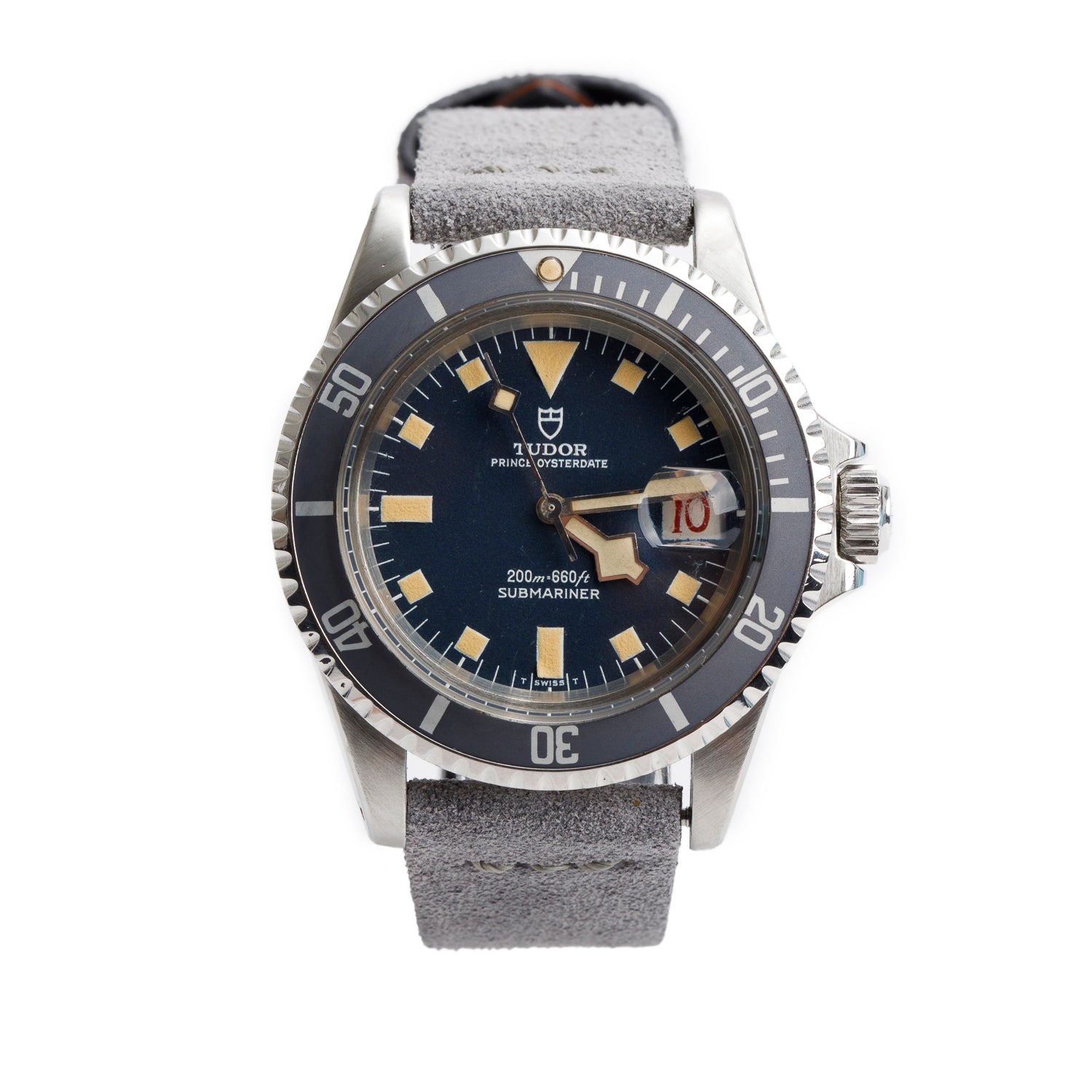 Tudor Vintage Stainless Steel 'Snowflake' Submariner Date 40 MM Automatic Watch Blue Dial Roulette Date 7021/0