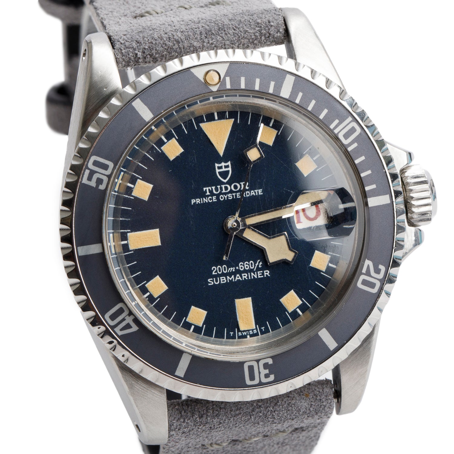 Tudor Vintage Stainless Steel 'Snowflake' Submariner Date 40 MM Automatic Watch Blue Dial Roulette Date 7021/0