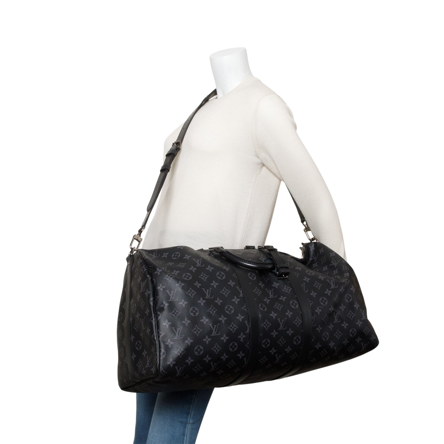 Louis Vuitton 2022 Monogram Eclipse Keepall Bandouliere 55 w/ Strap & Receipt