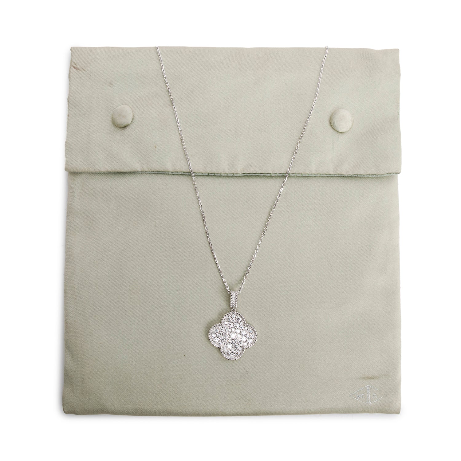 Van Cleef & Arpels 18k White Gold Diamond Magic Alhambra Long Necklace, 1 Motif