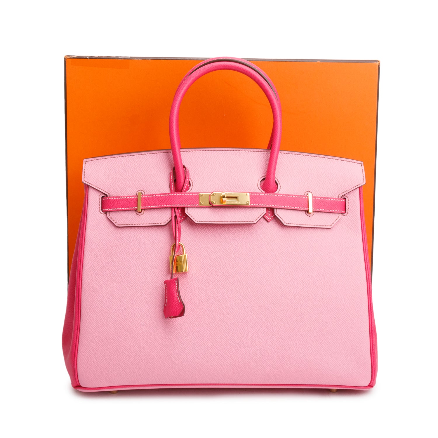 Hermes 'Special Order' Bubblegum Pink and Rose Tyrien Epsom Birkin 35 w/ Box