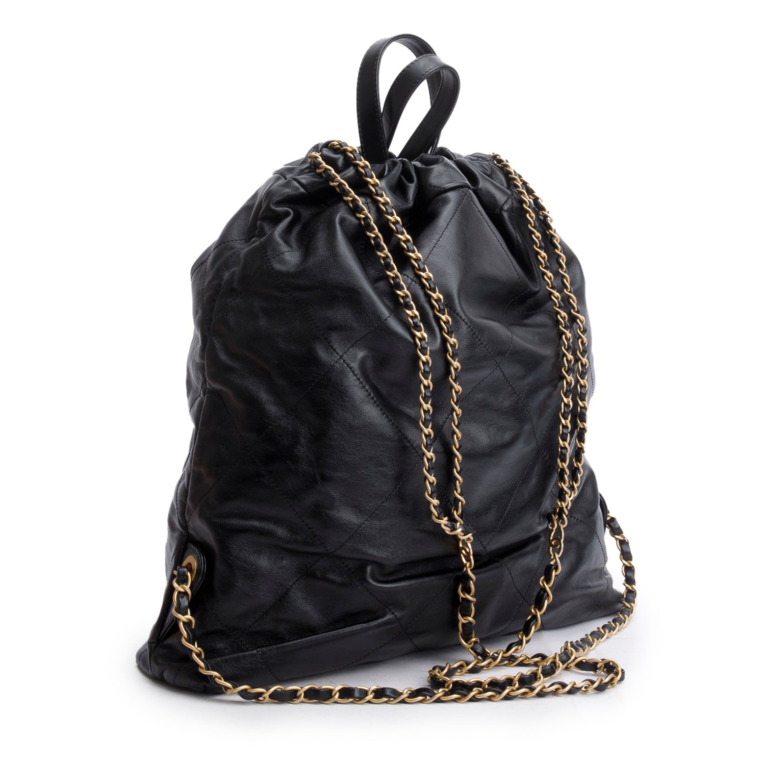 Channel Black Shiny Calfskin Leather 22 Backpack w/ Box