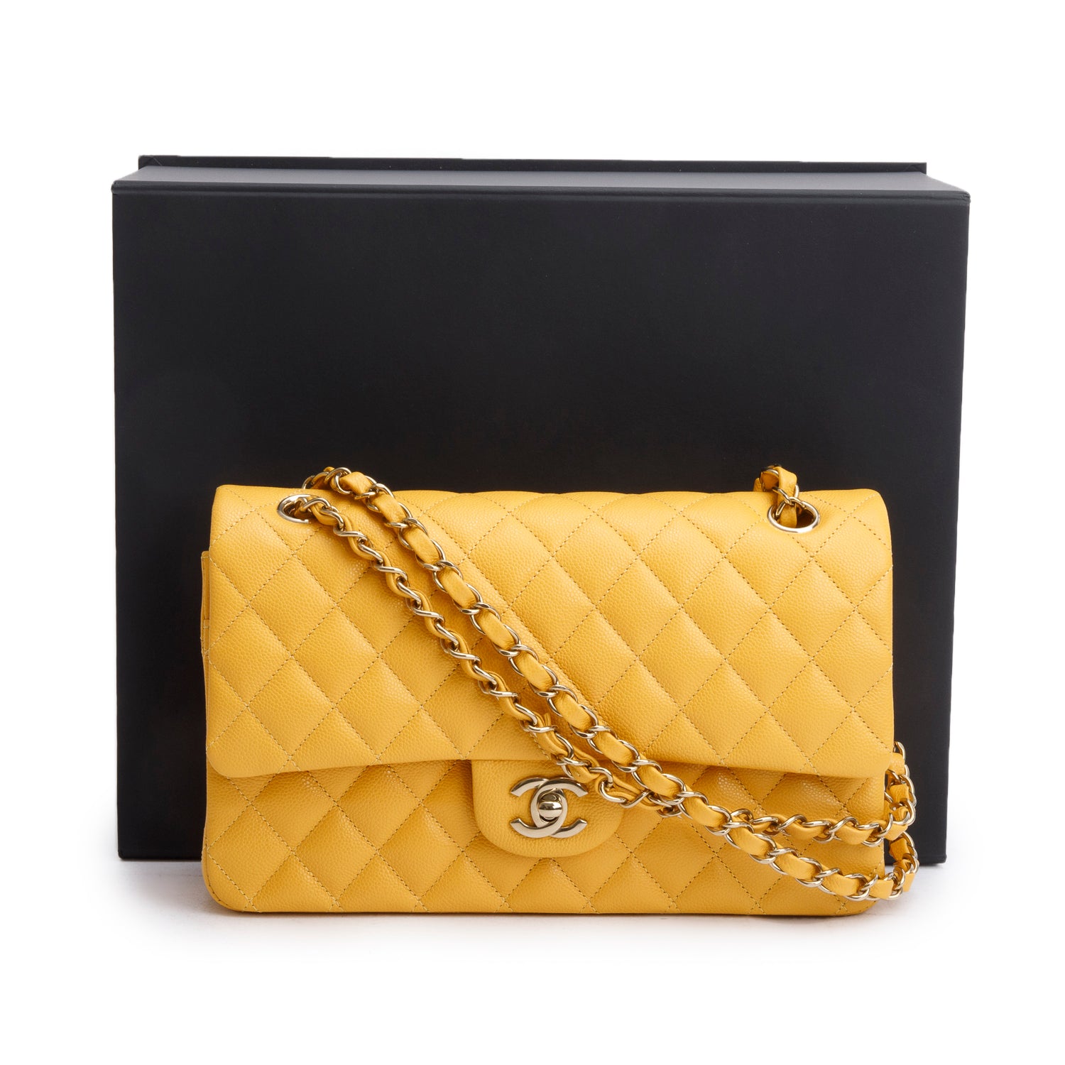 Chanel 2023 Quilted Caviar Leather Classic Medium Double Flap Bag w/ Box