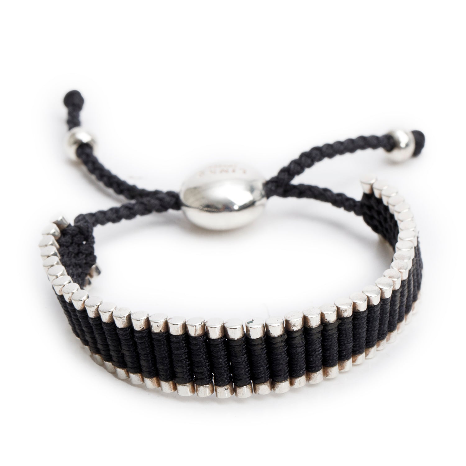 Links of London Sterling Silver Black Cord Friendship Bracelet