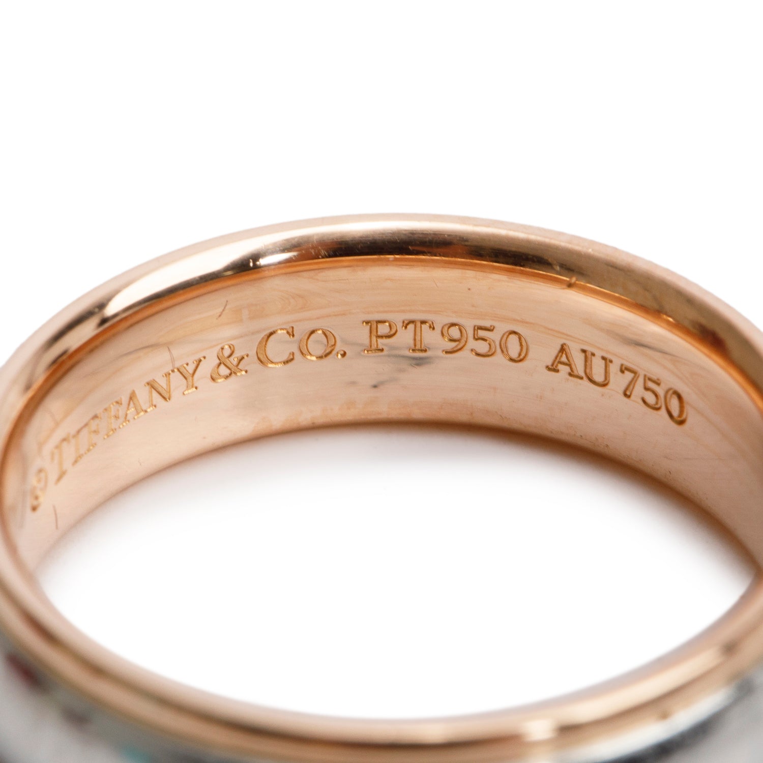 Tiffany & Co. Platinum & 18k Rose Gold 6 MM Wedding Band Ring, Size 8