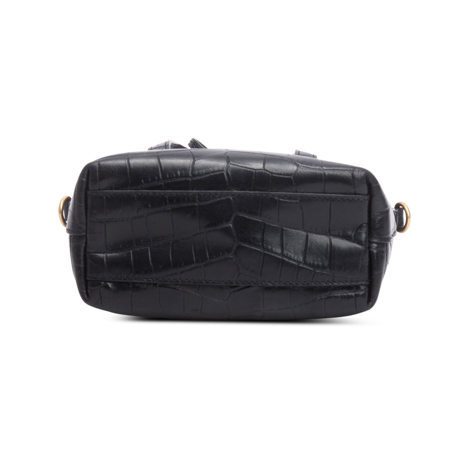 Saint Laurent 2025 Black Croc Embossed Calfskin Mini Toy Shopper Tote w/ Strap