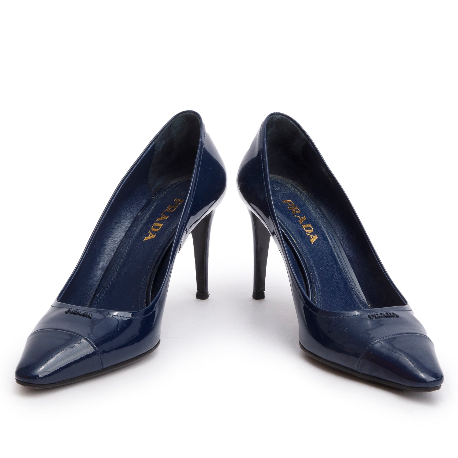 Prada Blue Patent Leather Pumps, Size 38 w/ Box