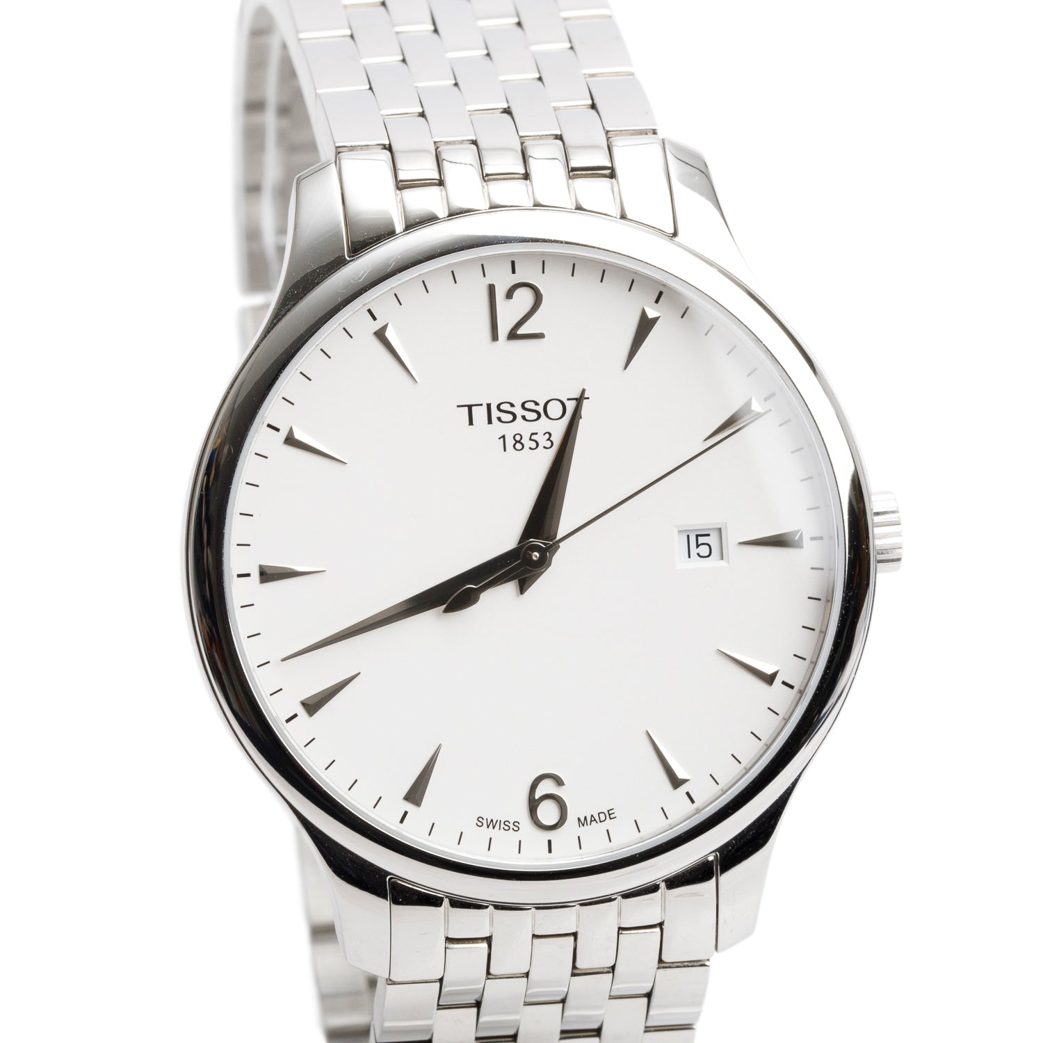 Tissot Stainless Steel Tradition 42 MM Quartz Watch Silver Dial w/ Box & Papers