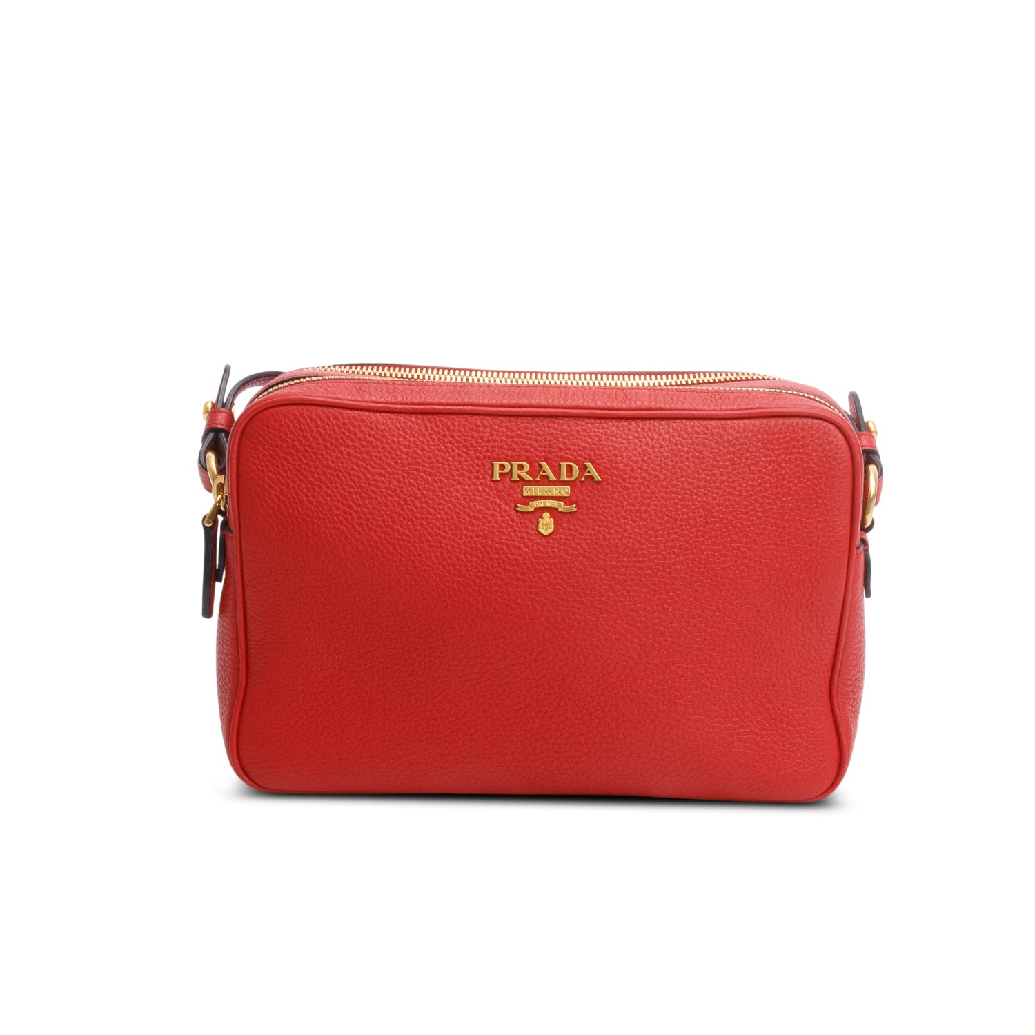 Prada Red Vitello Phenix Leather Camera Bag w/ Authenticity Card