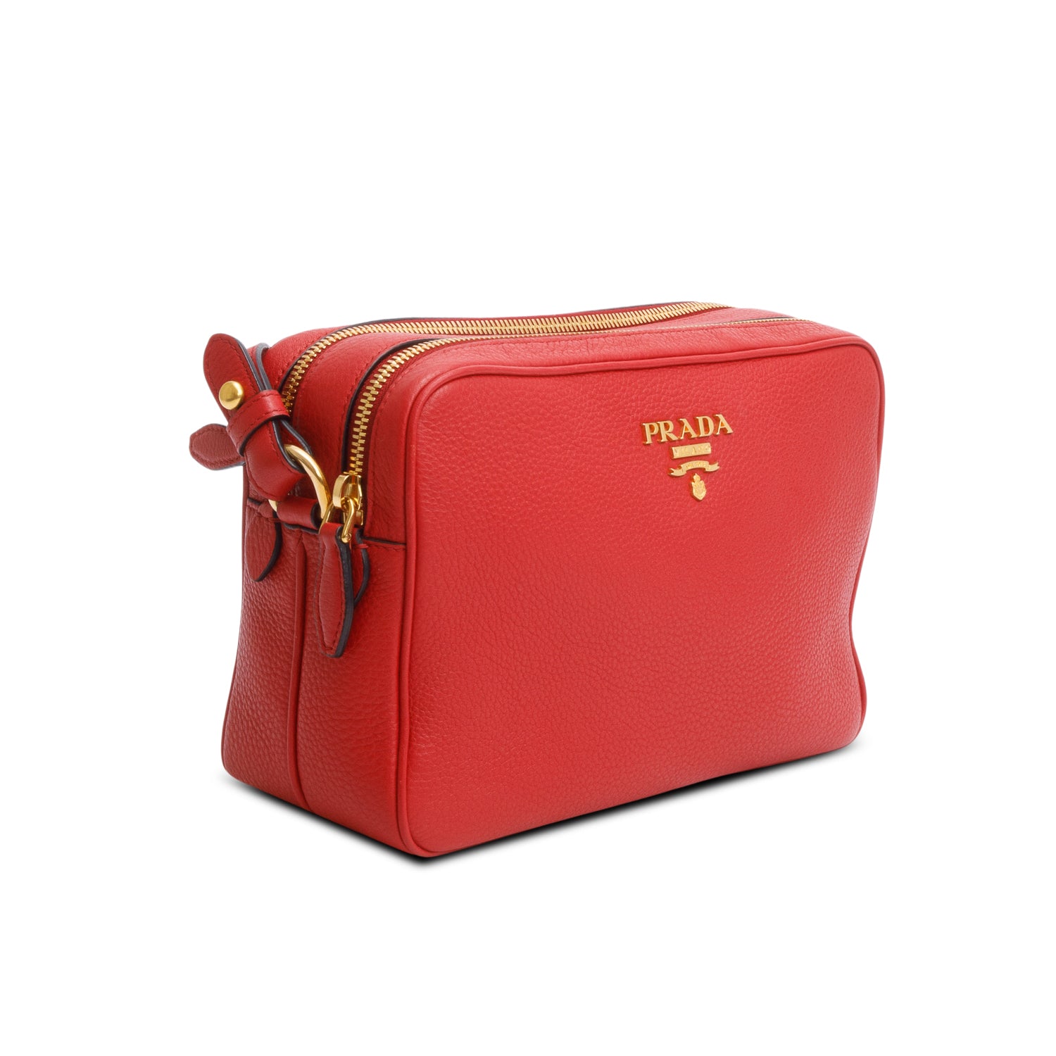 Prada Red Vitello Phenix Leather Camera Bag w/ Authenticity Card