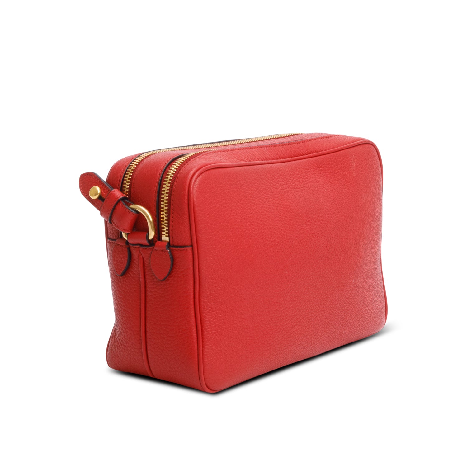 Prada Red Vitello Phenix Leather Camera Bag w/ Authenticity Card