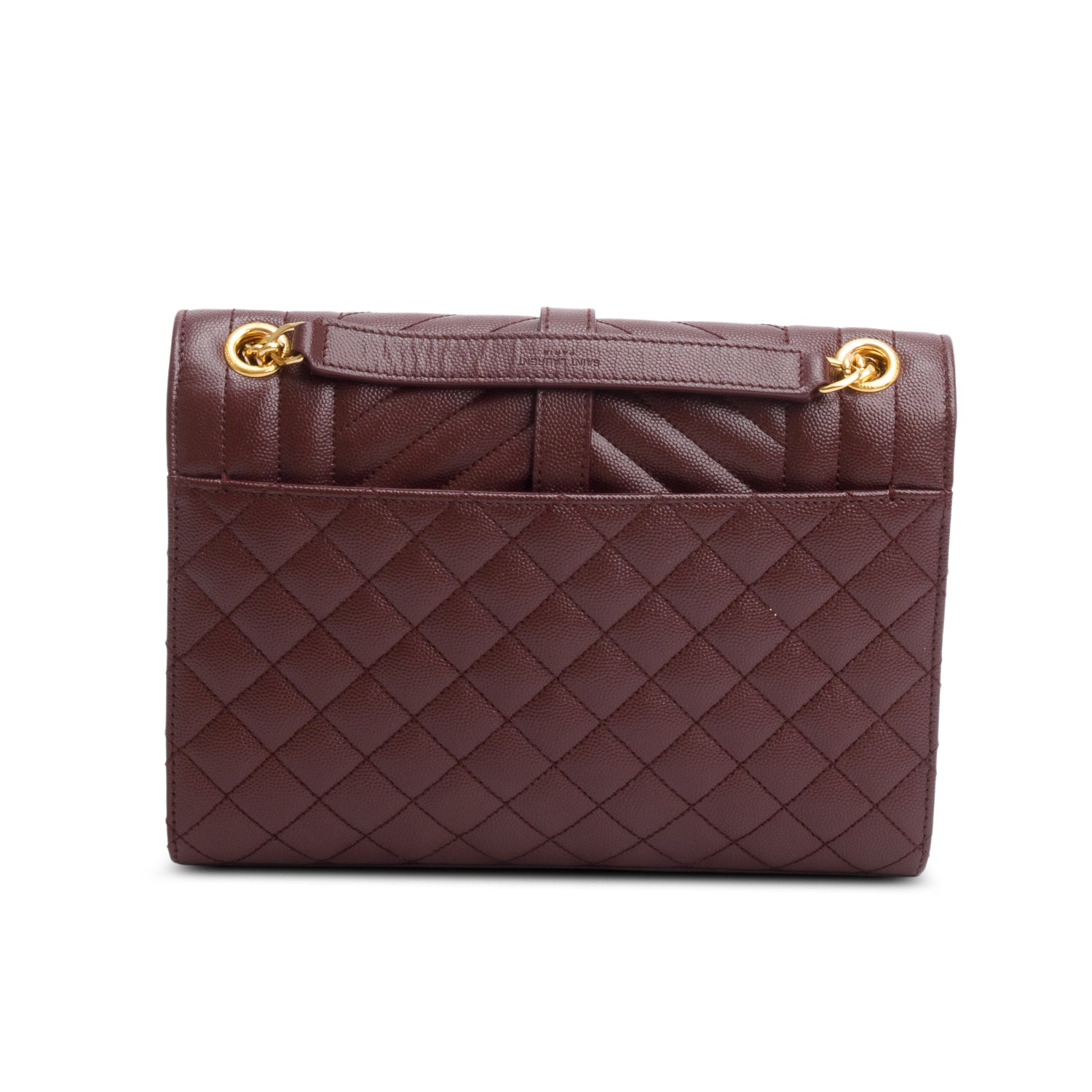 Saint Laurent 2024 Burgundy Grain de Poudre Medium Envelope Shoulder Bag
