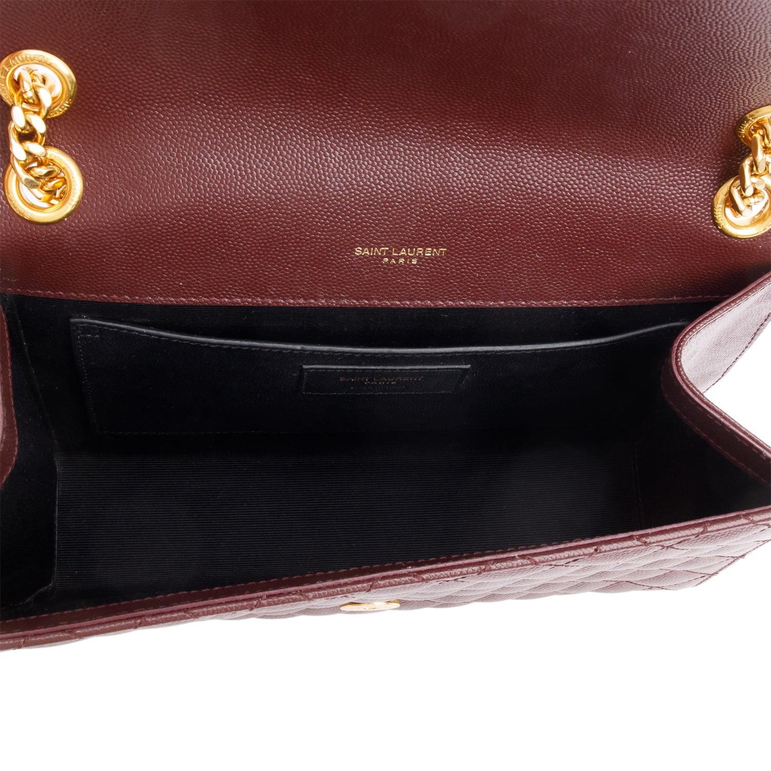 Saint Laurent 2024 Burgundy Grain de Poudre Medium Envelope Shoulder Bag