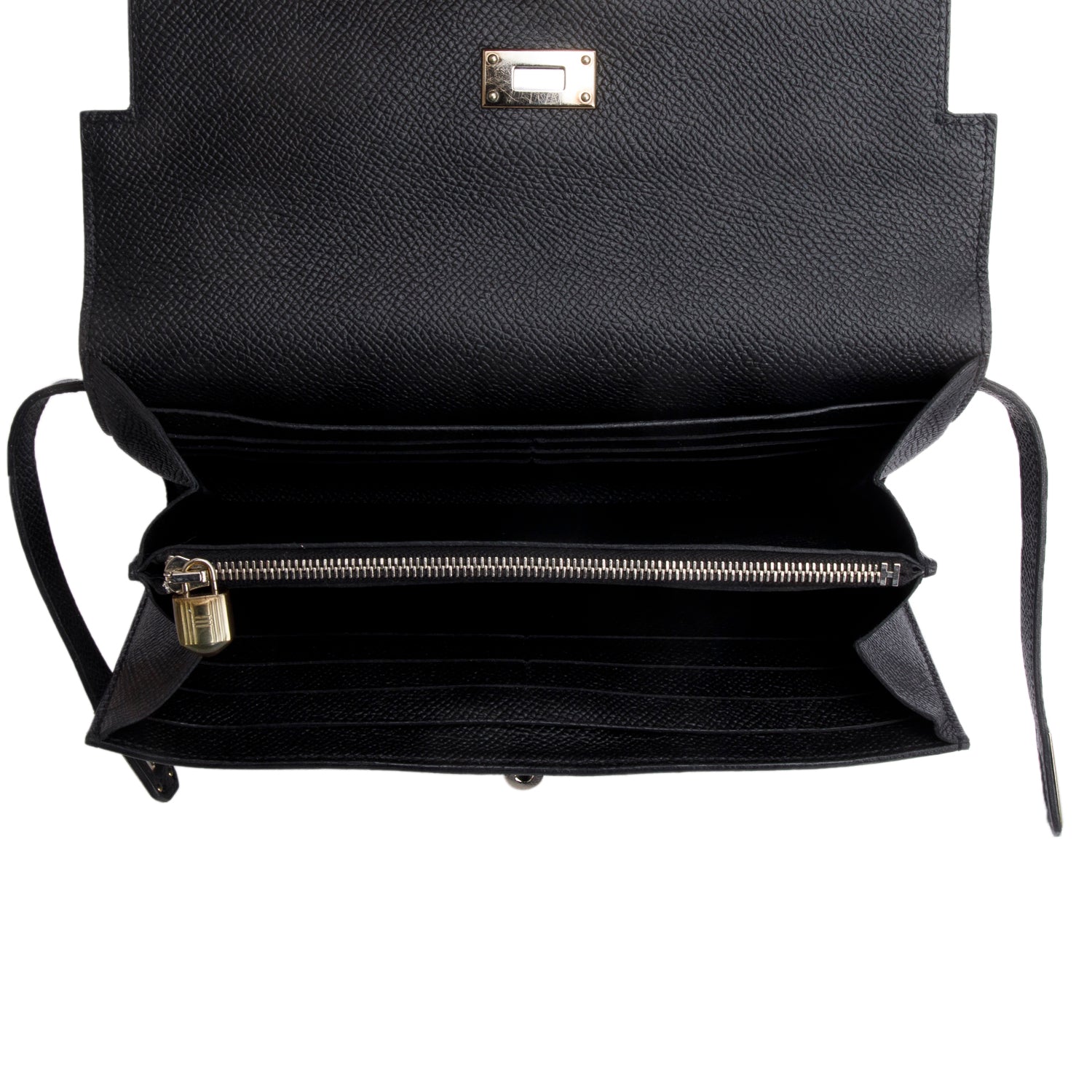 Hermes Noir Epsom Leather Classic Kelly Longue Wallet w/ Box