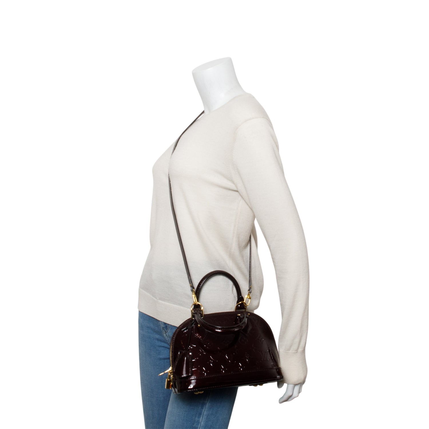 Louis Vuitton Amarante Monogram Vernis Leather Alma BB w/ Box & Strap