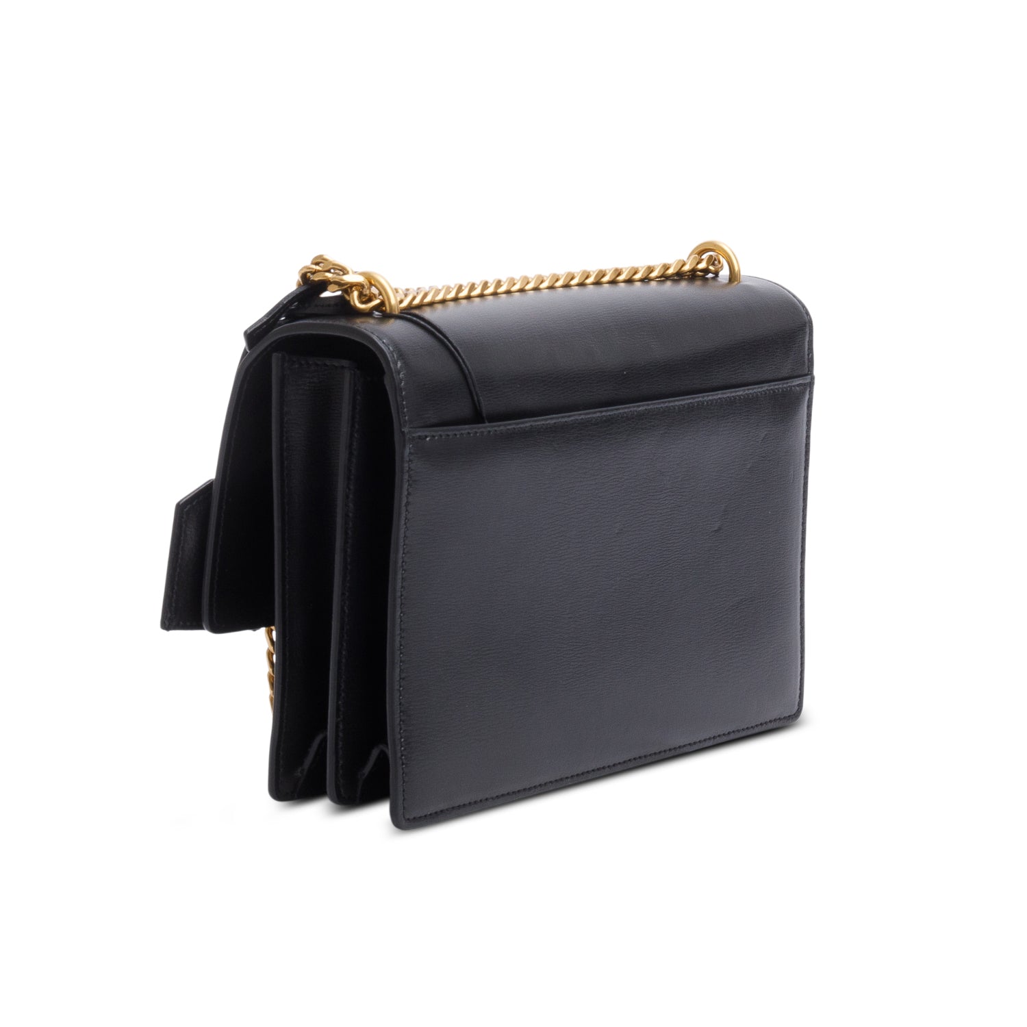Saint Laurent 2024 Black Calfskin Leather Medium Sunset Shoulder Bag w/ Box