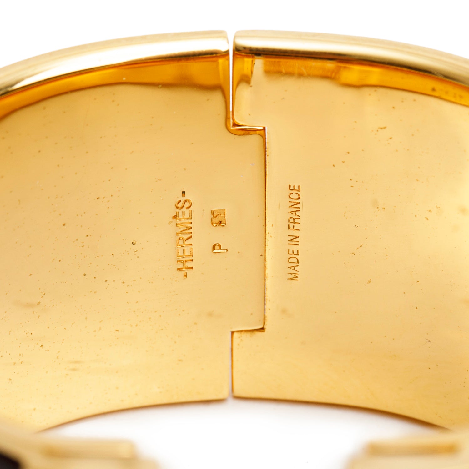 Hermes Gold-Plated Brown Enamel Clic H XL Bracelet w/ Box