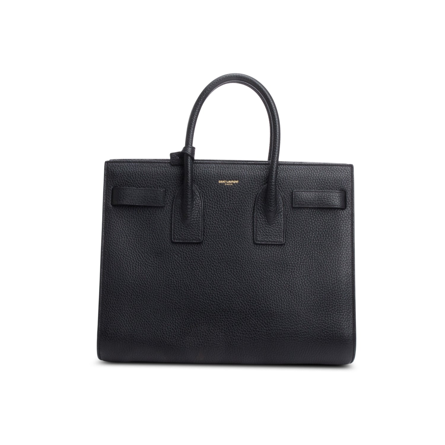 Saint Laurent Black Grained Leather Small Sac de Jour w/ Strap