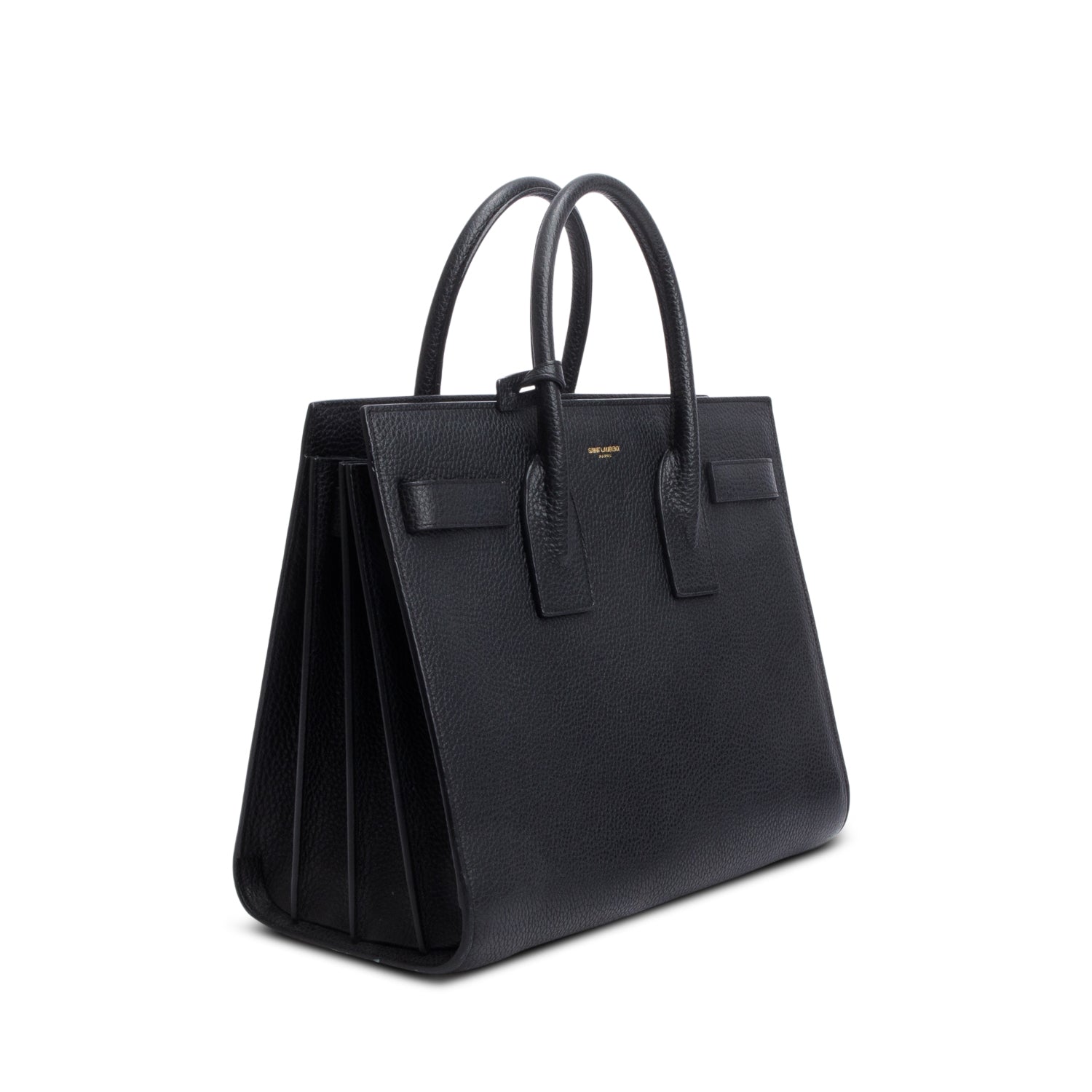 Saint Laurent Black Grained Leather Small Sac de Jour w/ Strap