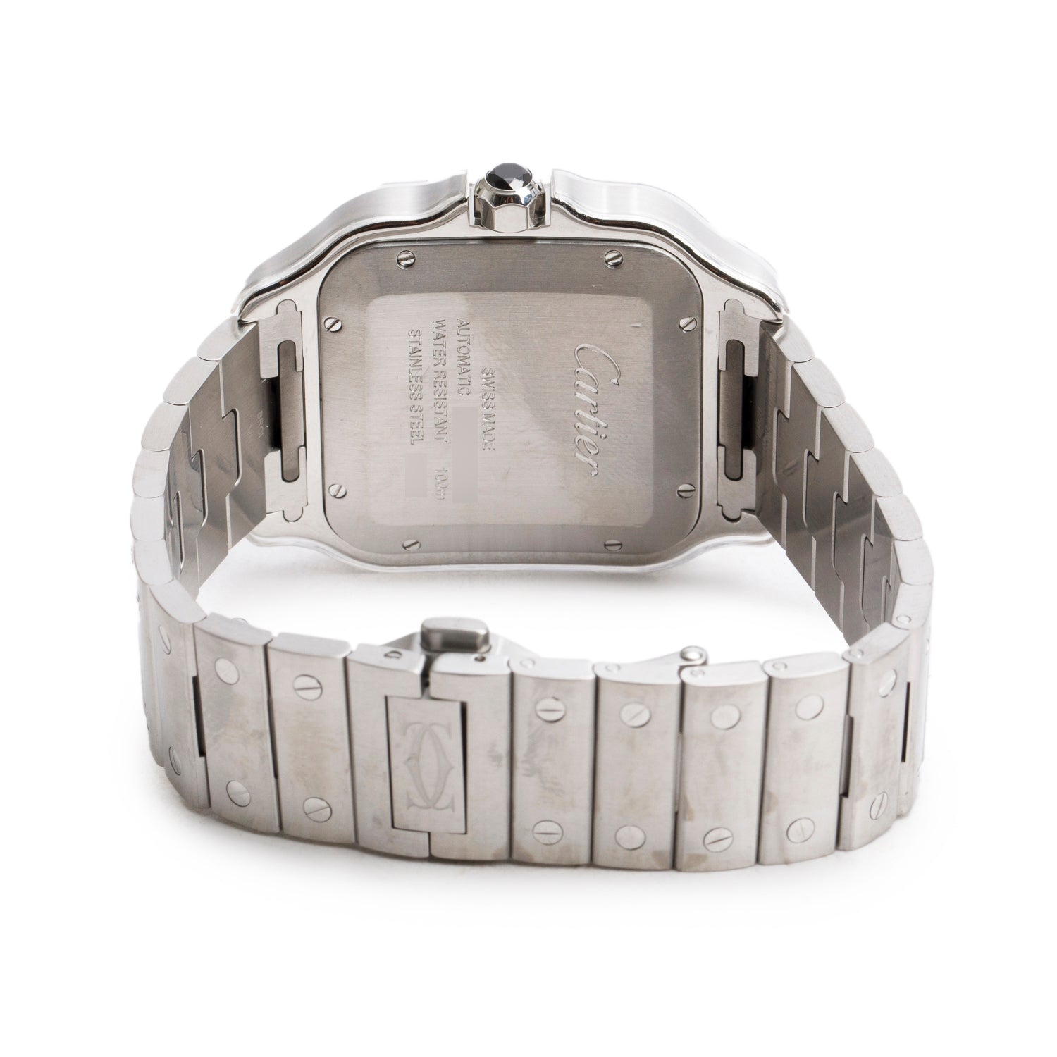 Cartier 2023 Stainless Steel & ADLC Santos de Cartier Automatic Watch, Large Model 4072 w/ Box, Papers & Extra Straps