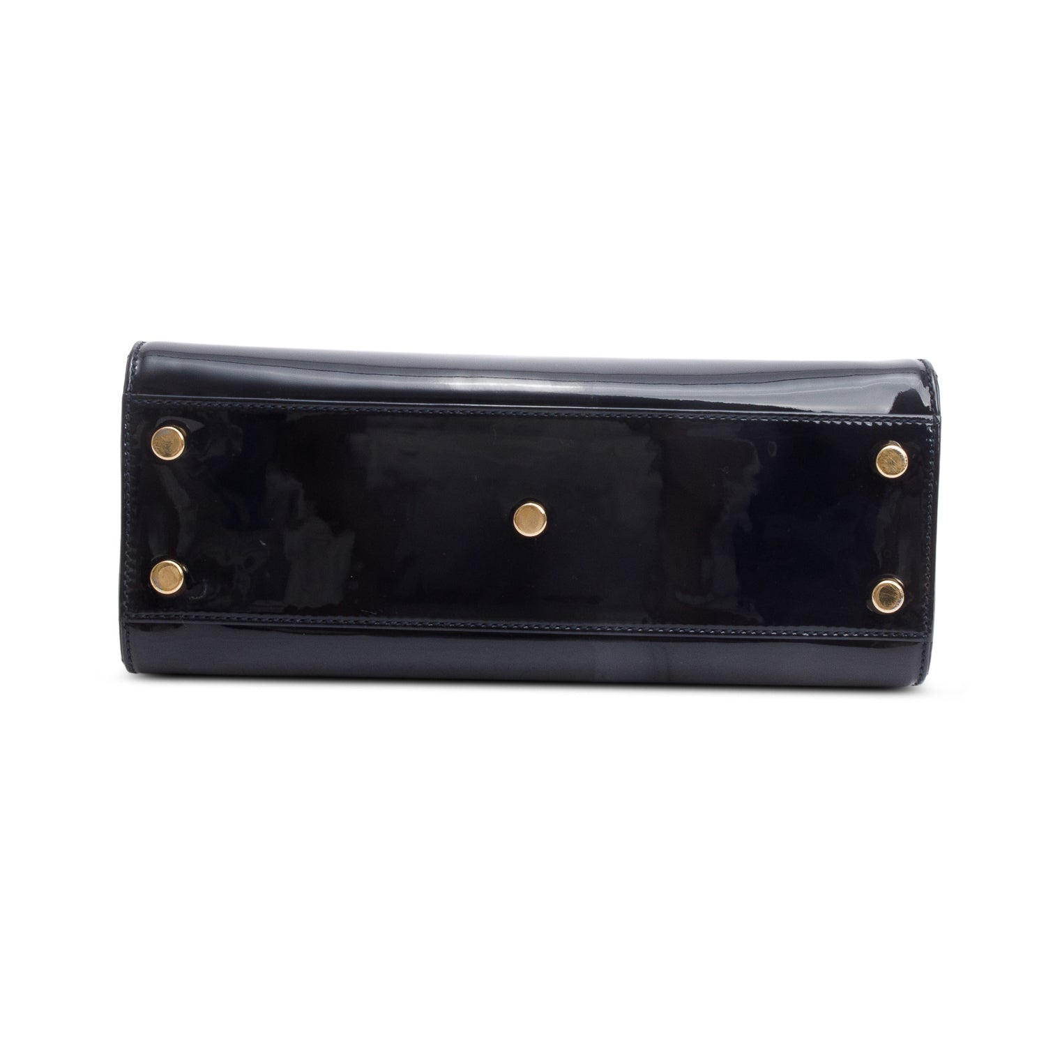 Saint Laurent Navy Patent Leather Rive Gauche Medium Uptown Handle Bag