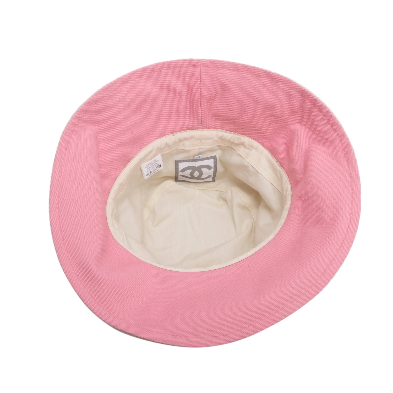 Chanel Neutral Cotton Sport Embroidered Logo Bucket Hat