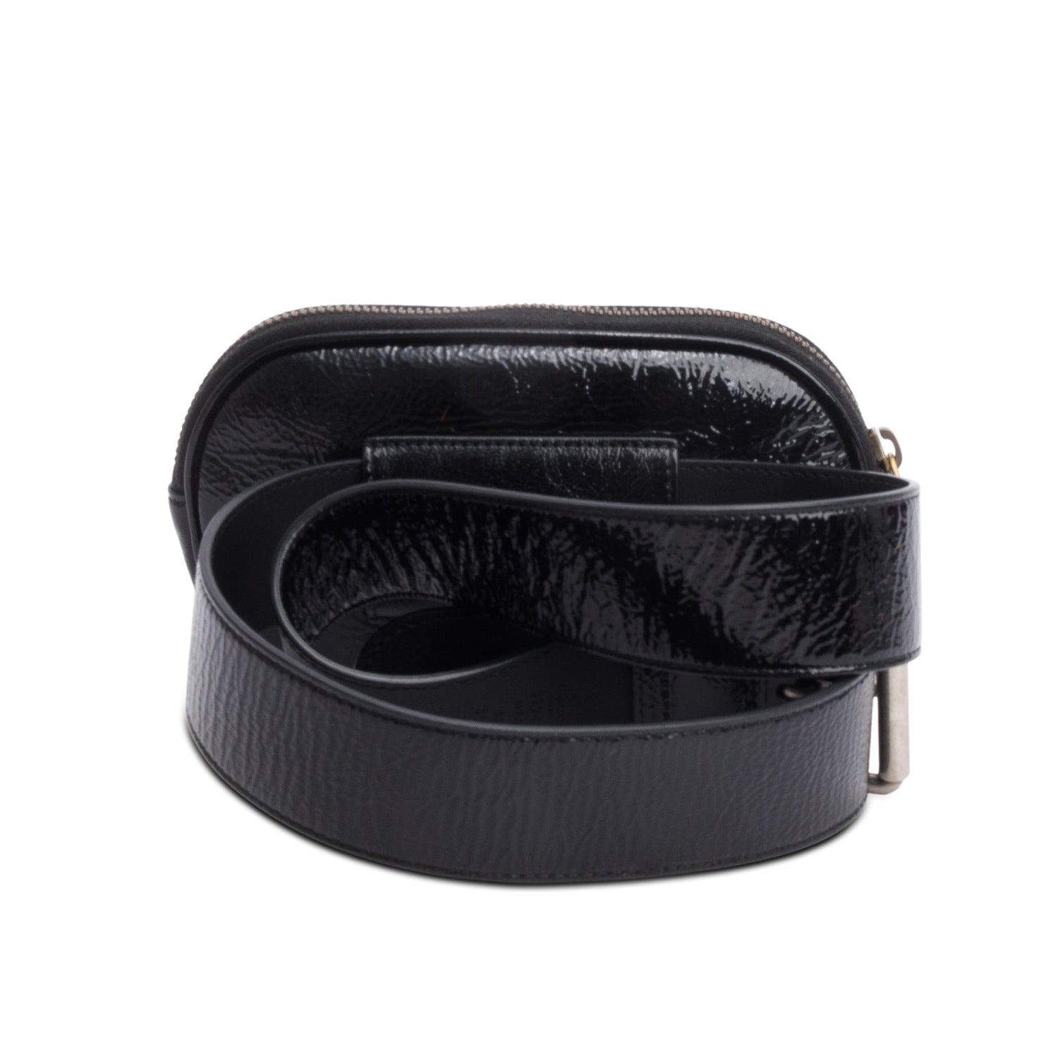 Gucci Black Patent Leather & Yellow Rubber Game Patch Logo Belt Bag, Size 85 34