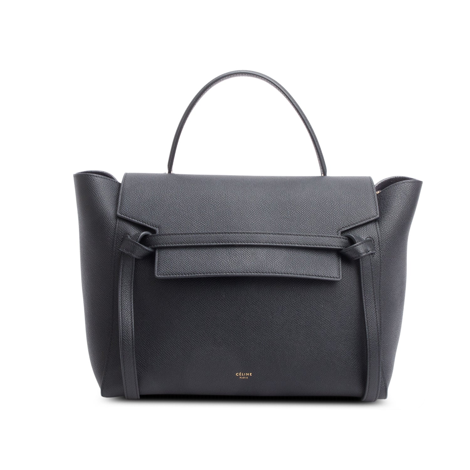 Celine Black Grained Leather Mini Belt Bag w/ Strap