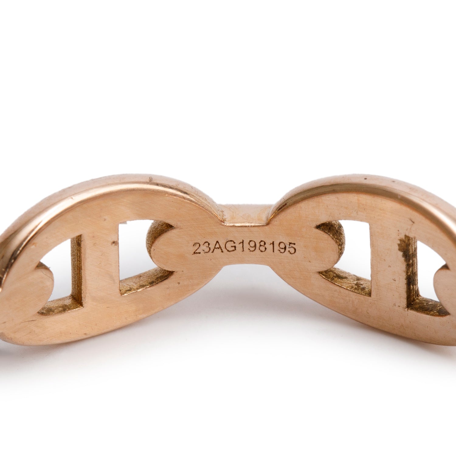 Hermes 18k Rose Gold Chaine D'Ancre Enchainee Ring, Small Model, Size 58 8.5