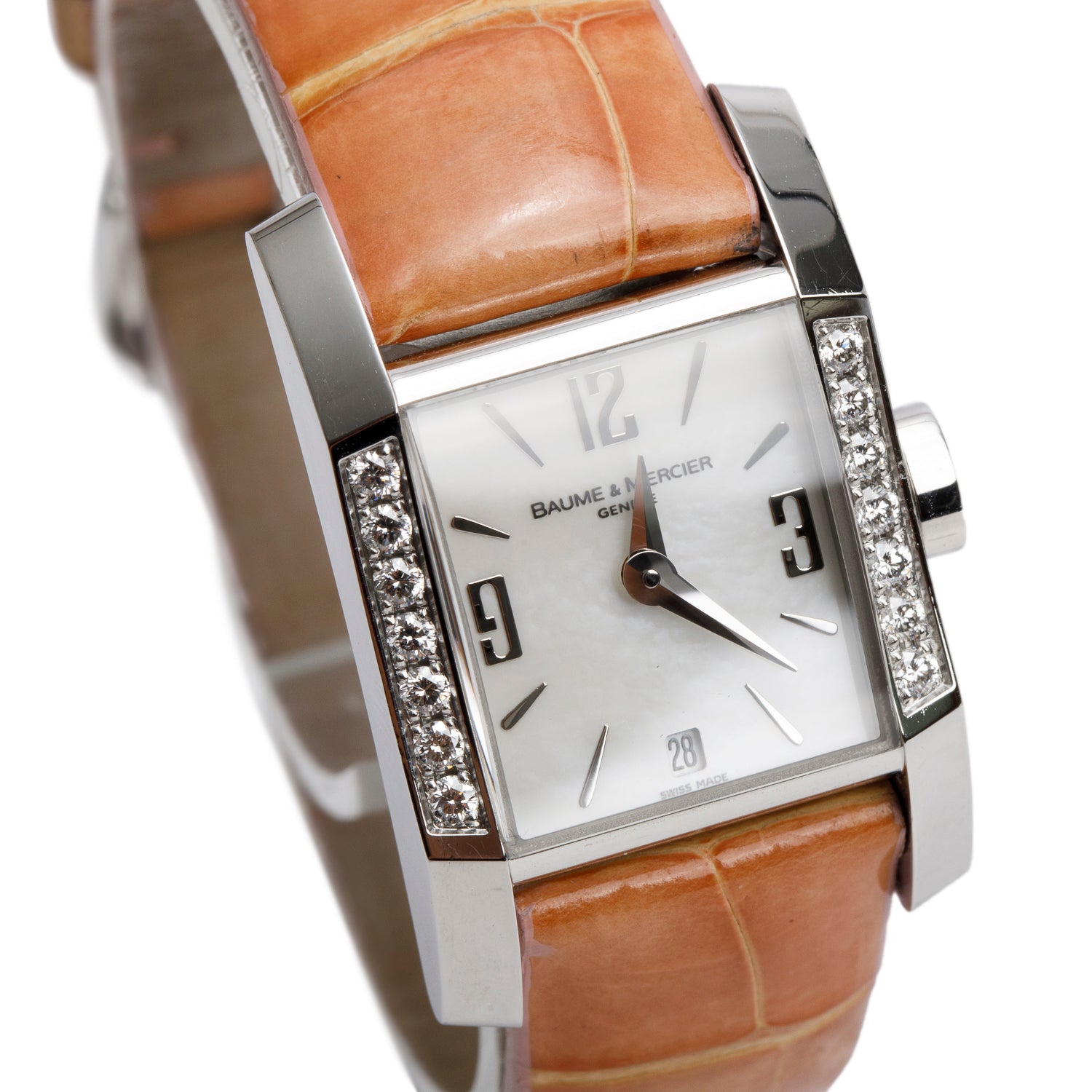Baume & Mercier Stainless Steel Diamond Bezel Diamant Quartz Watch Mother of Pearl Dial