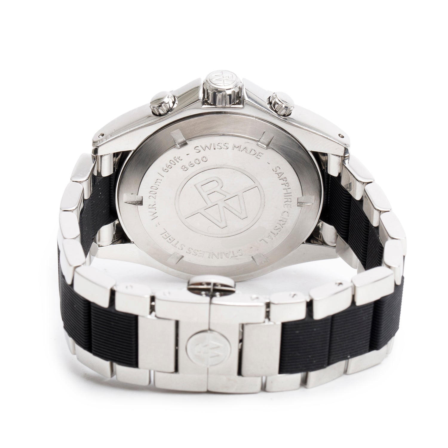 Raymond Weil Stainless Steel RW Sport 44 MM Quartz Watch Black Dial 8600 w/ Box