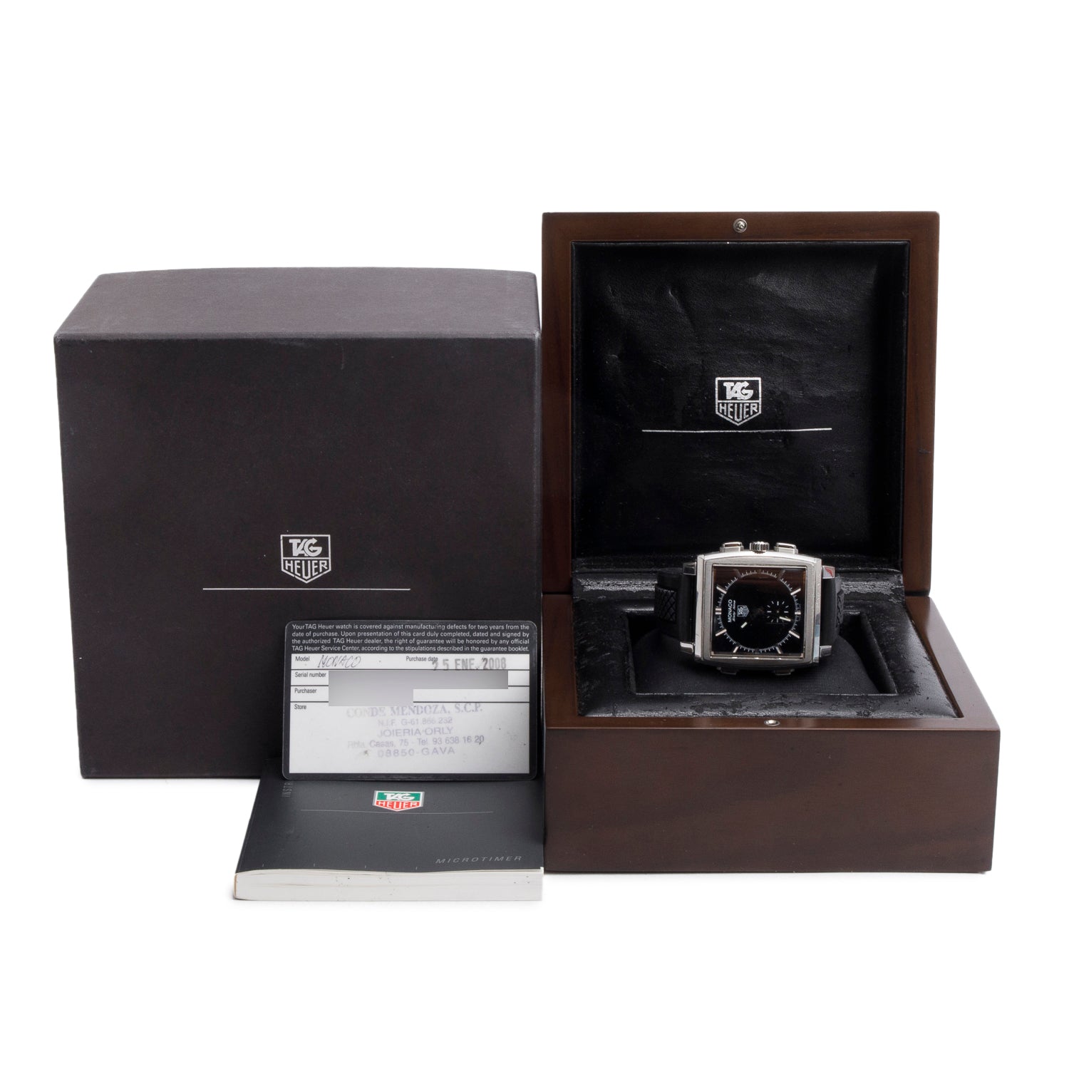 Tag Heuer Stainless Steel Monaco 69 Analog/Digital Flip 40.4 MM Manual Watch Black Dial CW9110-0 w/ Box & Papers